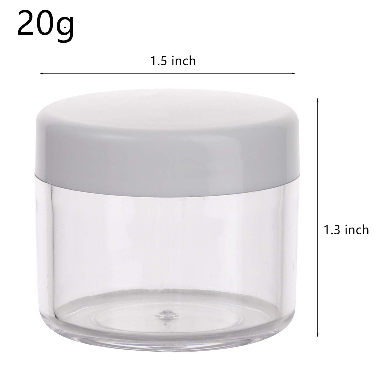 100 Count Sample Containers With Lids 20G Plastic Cosmetic Jars Leak Proof Traveling Makeup Containers For Cream And Lotions - W