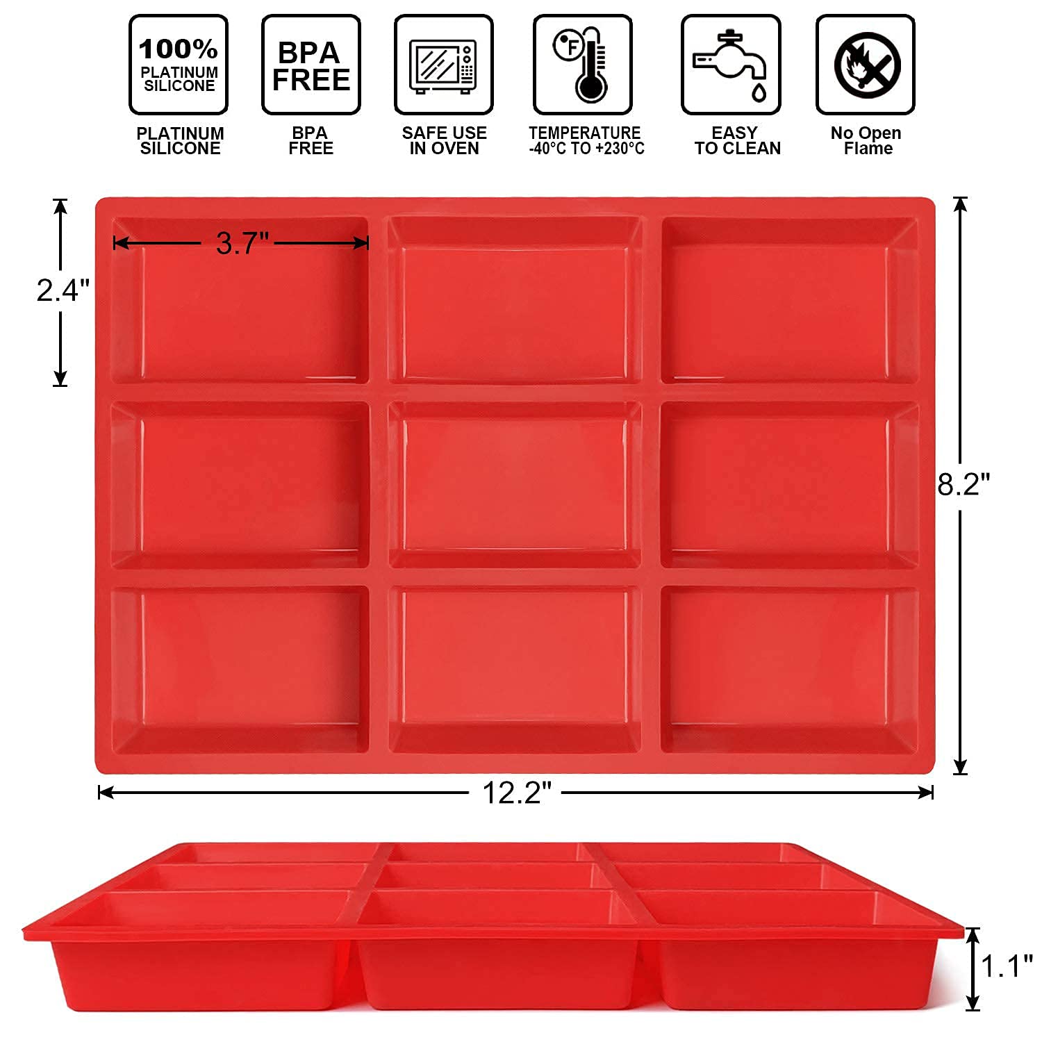 Walfos Silicone Mini Loaf Pan  Non-Stick Mini Bread Pan  9 Cavity Silicone Bread Baking Mold  Perfect for Mini Loaf Cake and Bread  Meatloaf  Food Grade and BPA Free