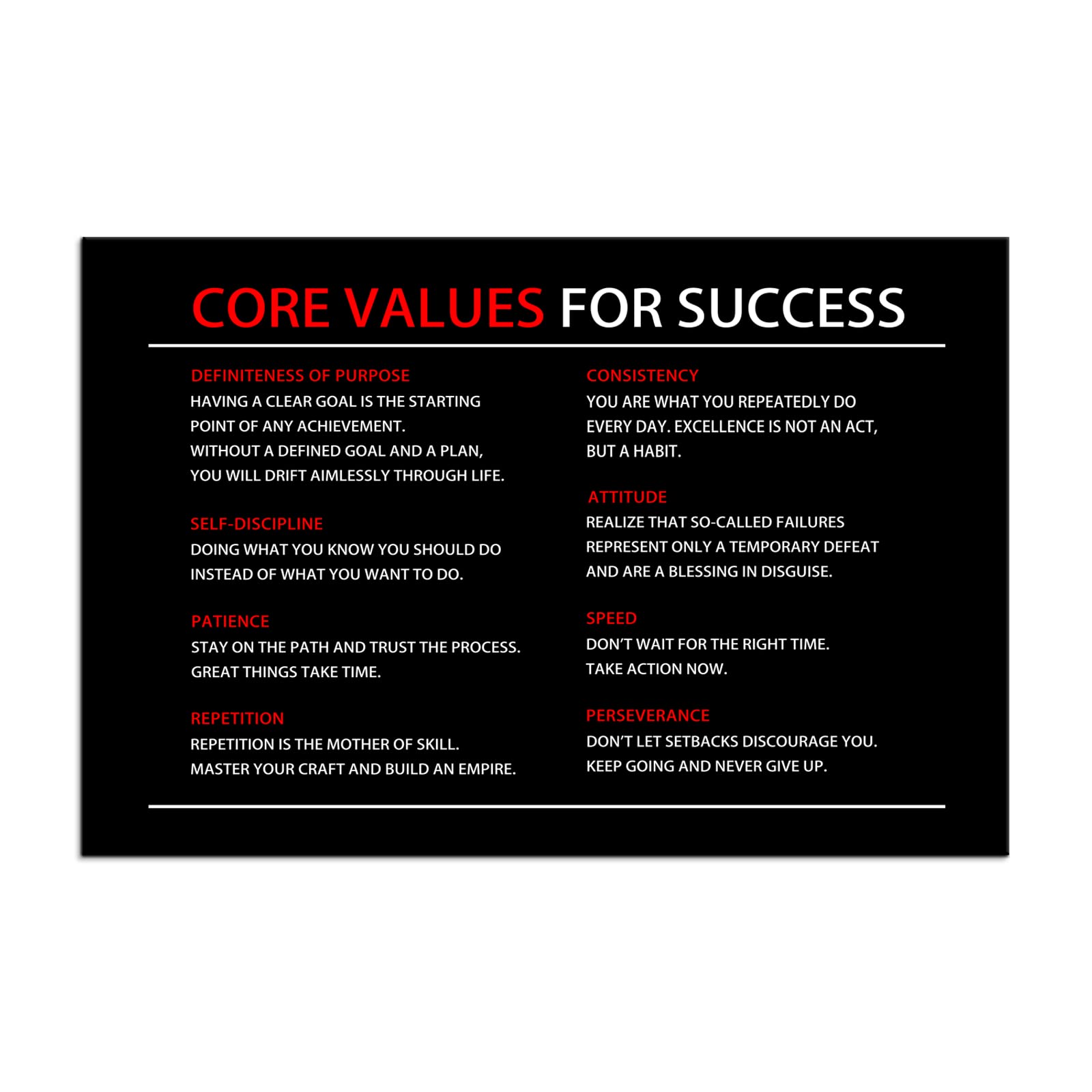 Inspirational Wall Art Core Values Quote Motivational Poster Inspiring Canvas Painting Prints Wall Pictures For Living Room Home
