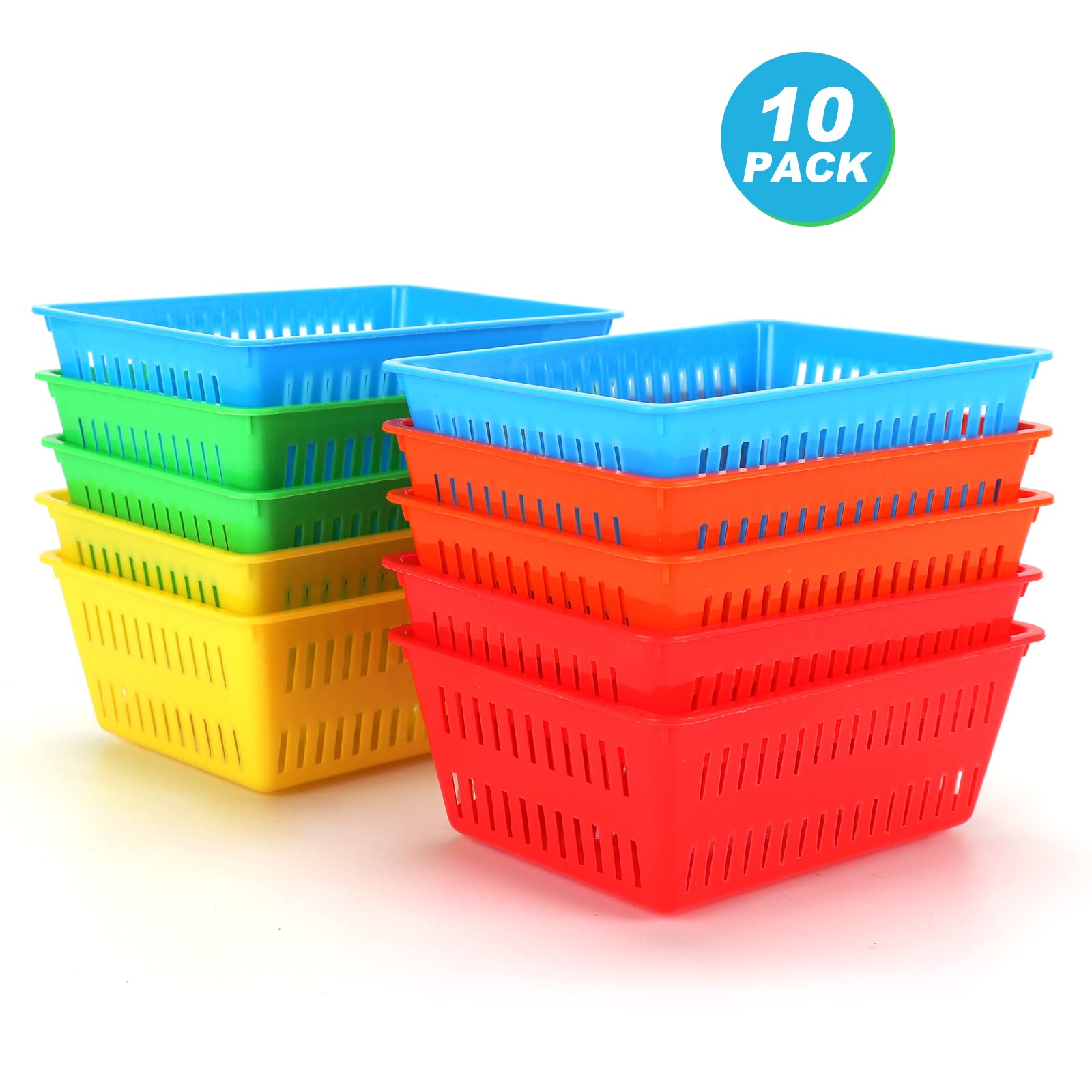 10 Pack Mini Storage Baskets Bins, Plastic Organizer Basket, Colorful Shelf And Desk Make-Up Storage Crate Organizing Containers