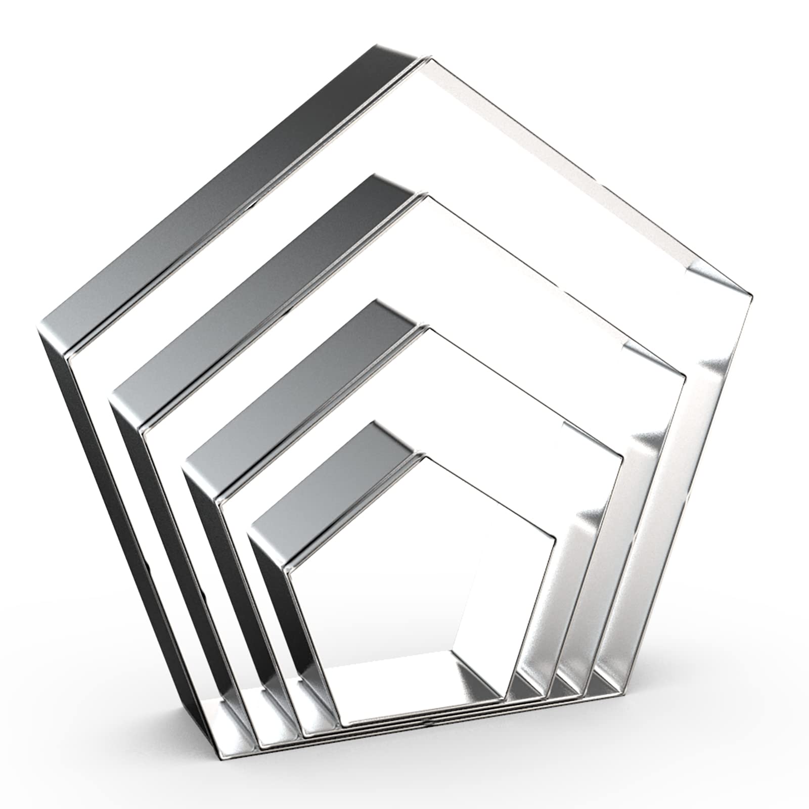 Pentagon Cookie Cutter Set Large - 5 Inch, 4 Inch, 3 Inch, 2 Inch - Geometric Cookie Cutters Shapes Molds - Stainless Steel