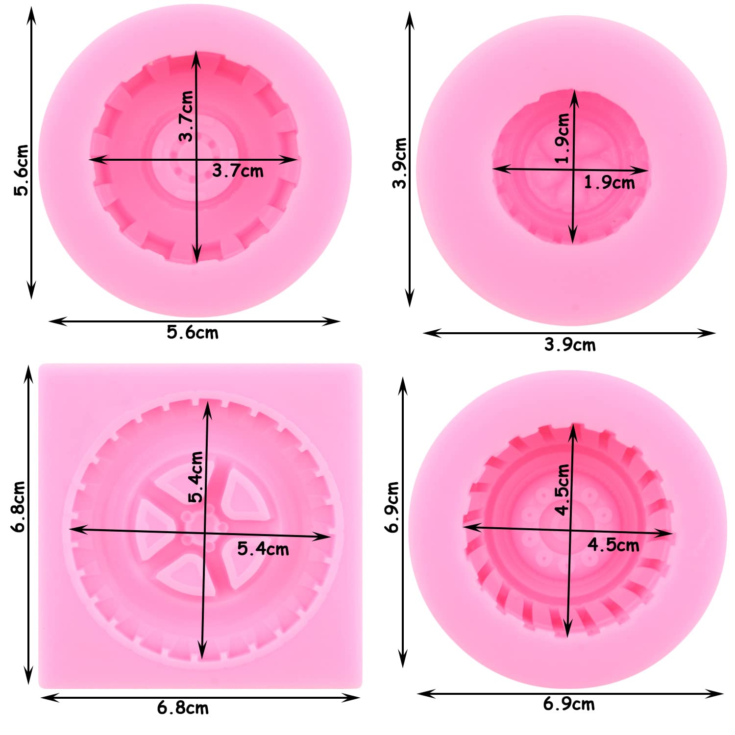 Zixiang 3D Round Tire Fondant Mold Truck Wheel Shape Silicone Mold For Cake Decorating Cupcake Topper Polymer Clay Candy Chocola