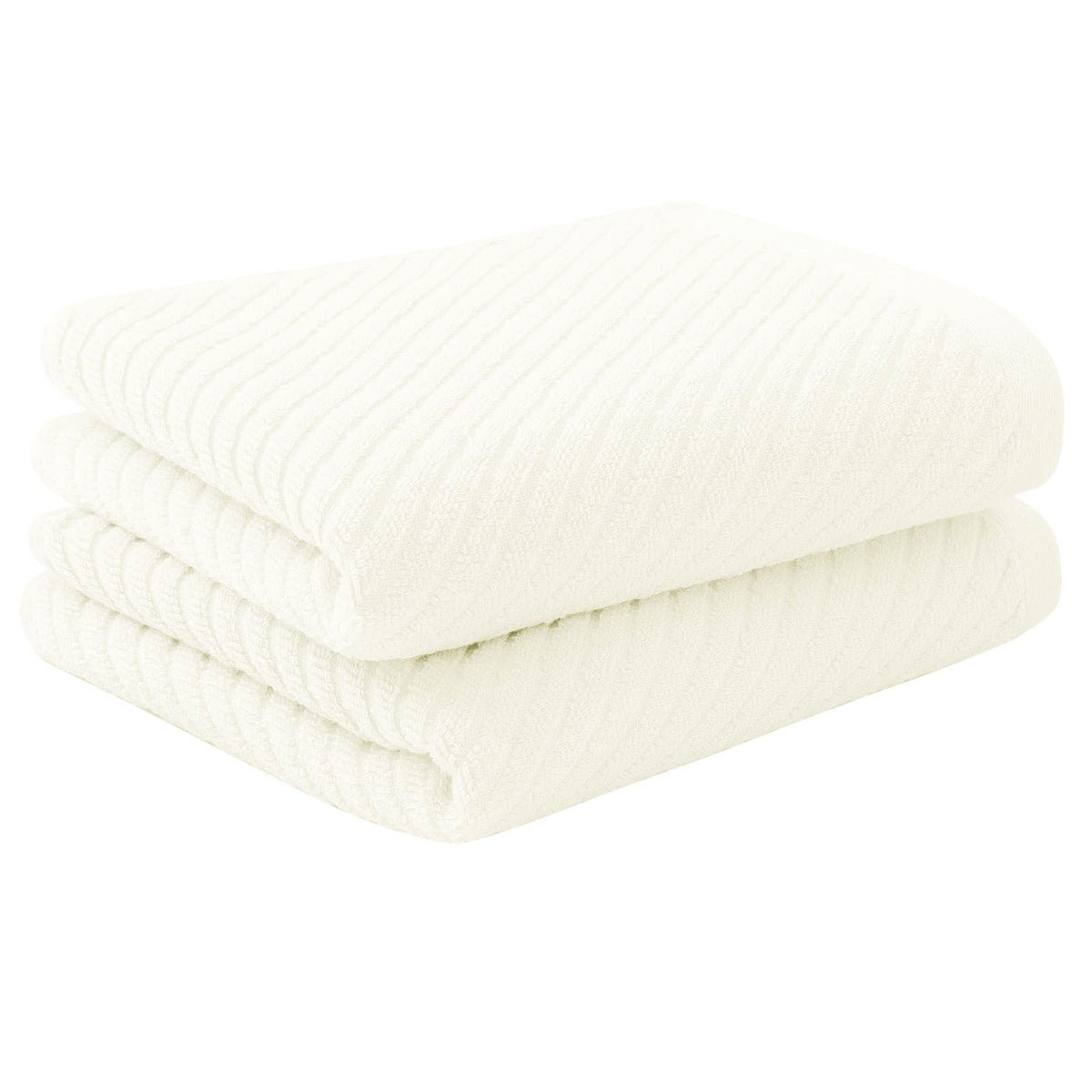 Piccocasa Set Of 2, White Ribbed Hand Towels For Bathroom 13 X 29 Inch 100% Cotton Soft Absorbent Soft Feeling Fast Drying Towel