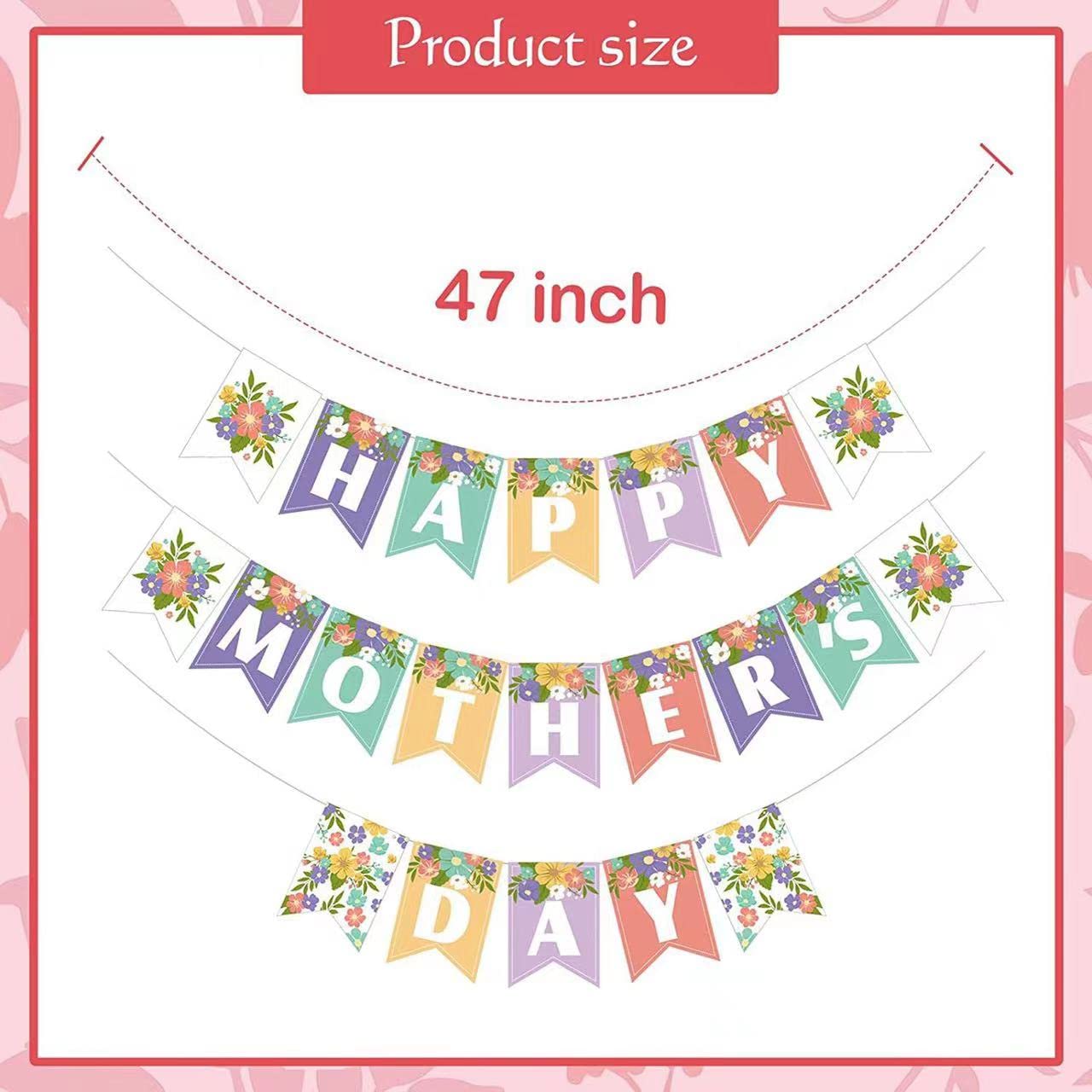 Lanttaotte Mothers Day Banner Happy Mom Day Colorful Decorations Home Party Supplies For Door Tree Window Hanging D  Cor