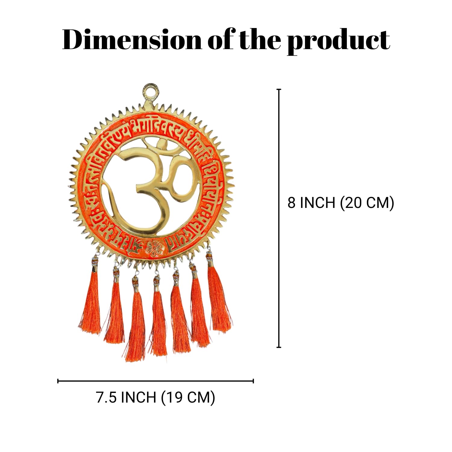 Salvus App Solutions Harmony And Enlightenment: Metal Vaastu Feng Shui Om Wall Hanging With Gayatri Mantra (Orange_7.5X8 Inch)
