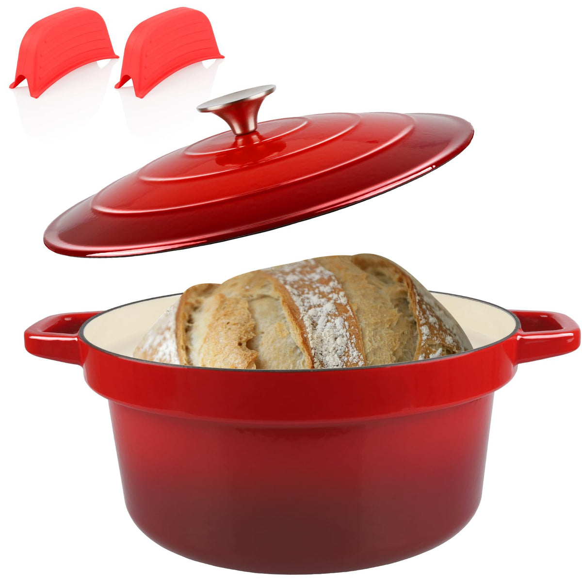 Cukor 7Qt Dutch Oven Pot With Lid, Ceramic Dutch Ovens For Sourdough Bread Baking, Enameled Cast Iron Bread Cooking Pot, Non-Sti