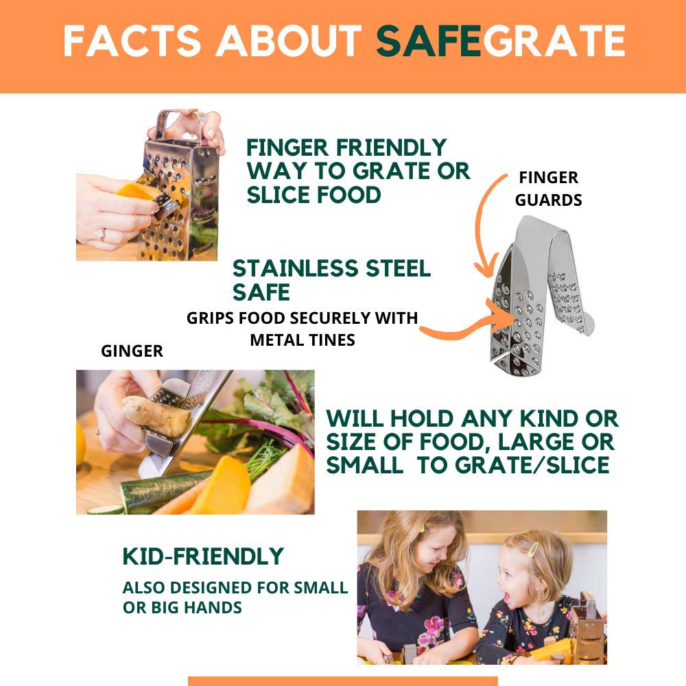Safegrate Grater Finger Guard For Cutting Vegetables/Grating With Mandoline Slicer/Vegetable Slicer, Stainless Steel Finger Prot
