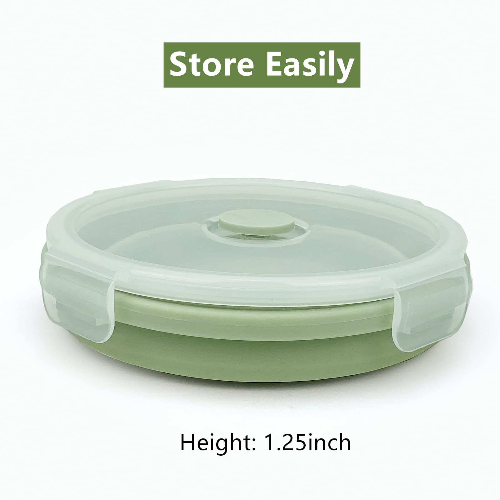 Lunbengo 3Piece Collapsible Bowl With Lids, Microwave Silicone Meal Prep Lunch Containers, Ideal Food Bowls For Snacks, Fruits,