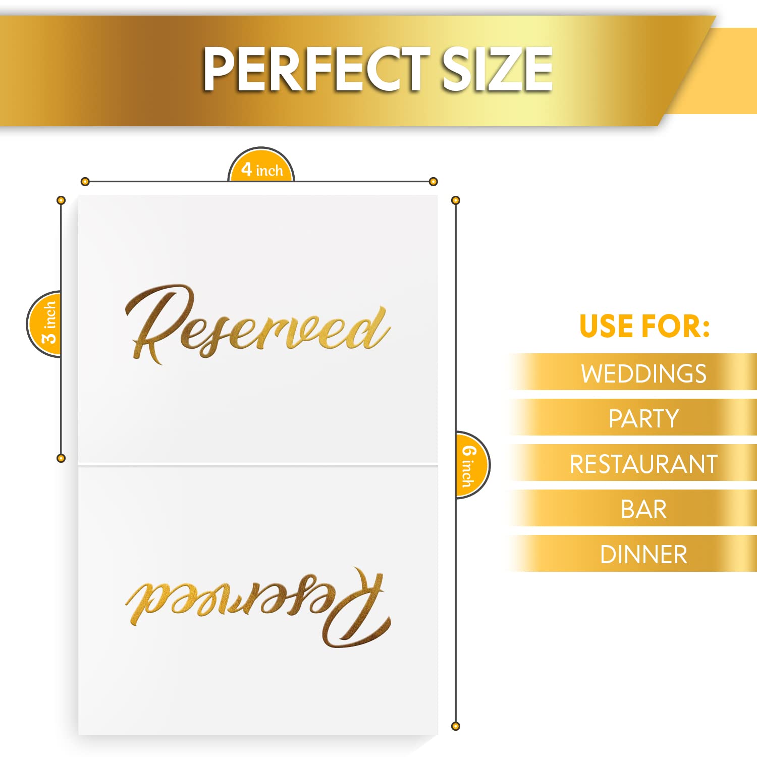 10 Pack Gold Reserved Table Signs For Wedding Party Restaurant - Double Sided Reserved Table Signs - Gold Reserved Signs For Tab