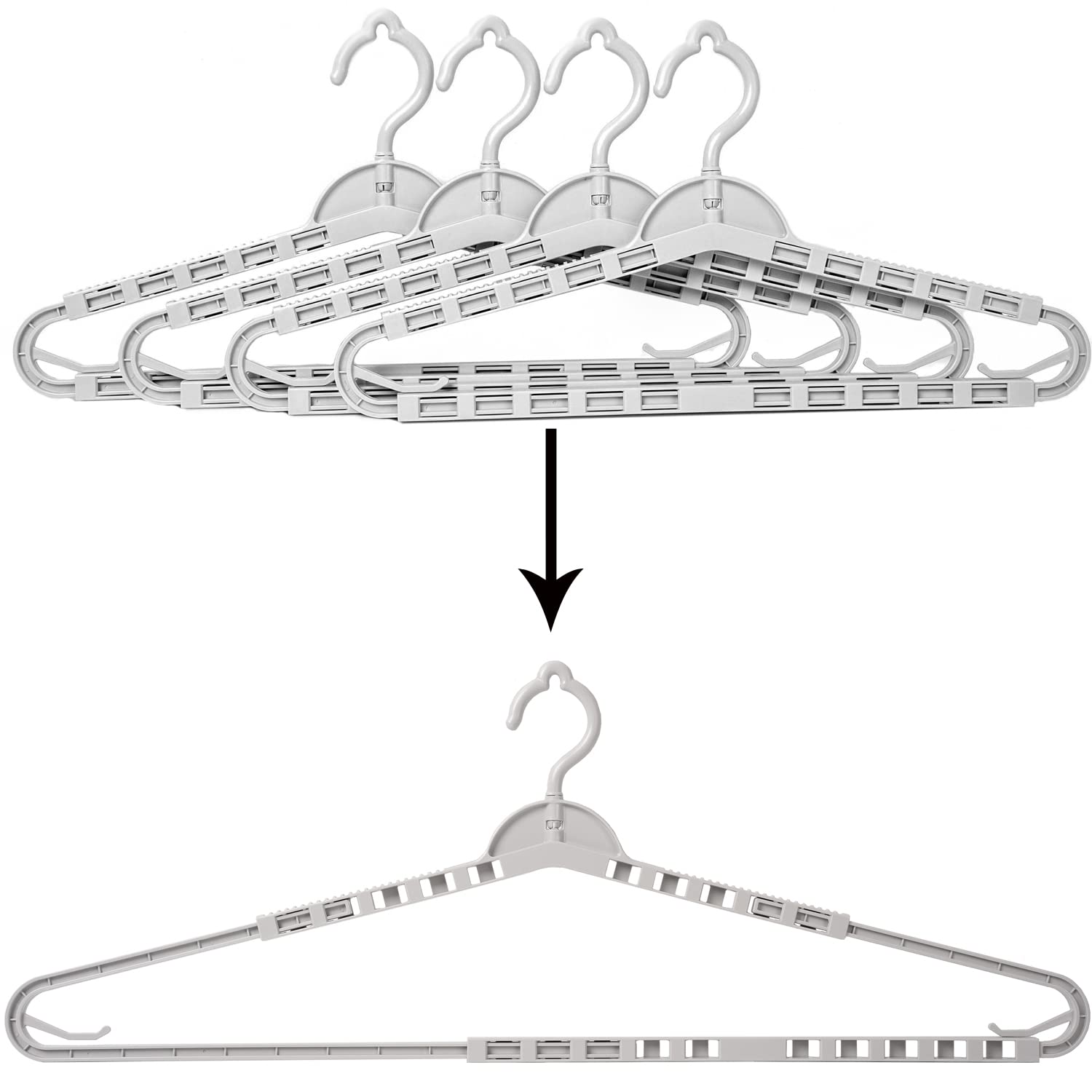 Foshine 4 Pack Extra Large Hangers Big Clothes Hangers Enlarge Adjustable Shoulder 16.5''-26'' Drying Hanger Sturdy For Wide Pol