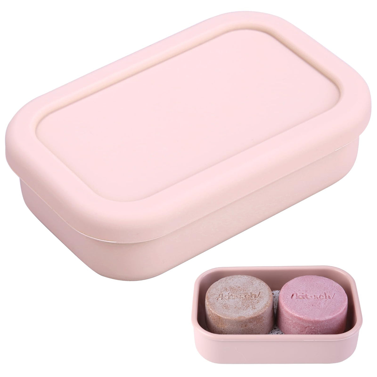 Puting Large Travel Soap Case Leak Proof, Silicone Shampoo Bar Holder, Soap Container With Draining Layer, Slip-Resistant Portab