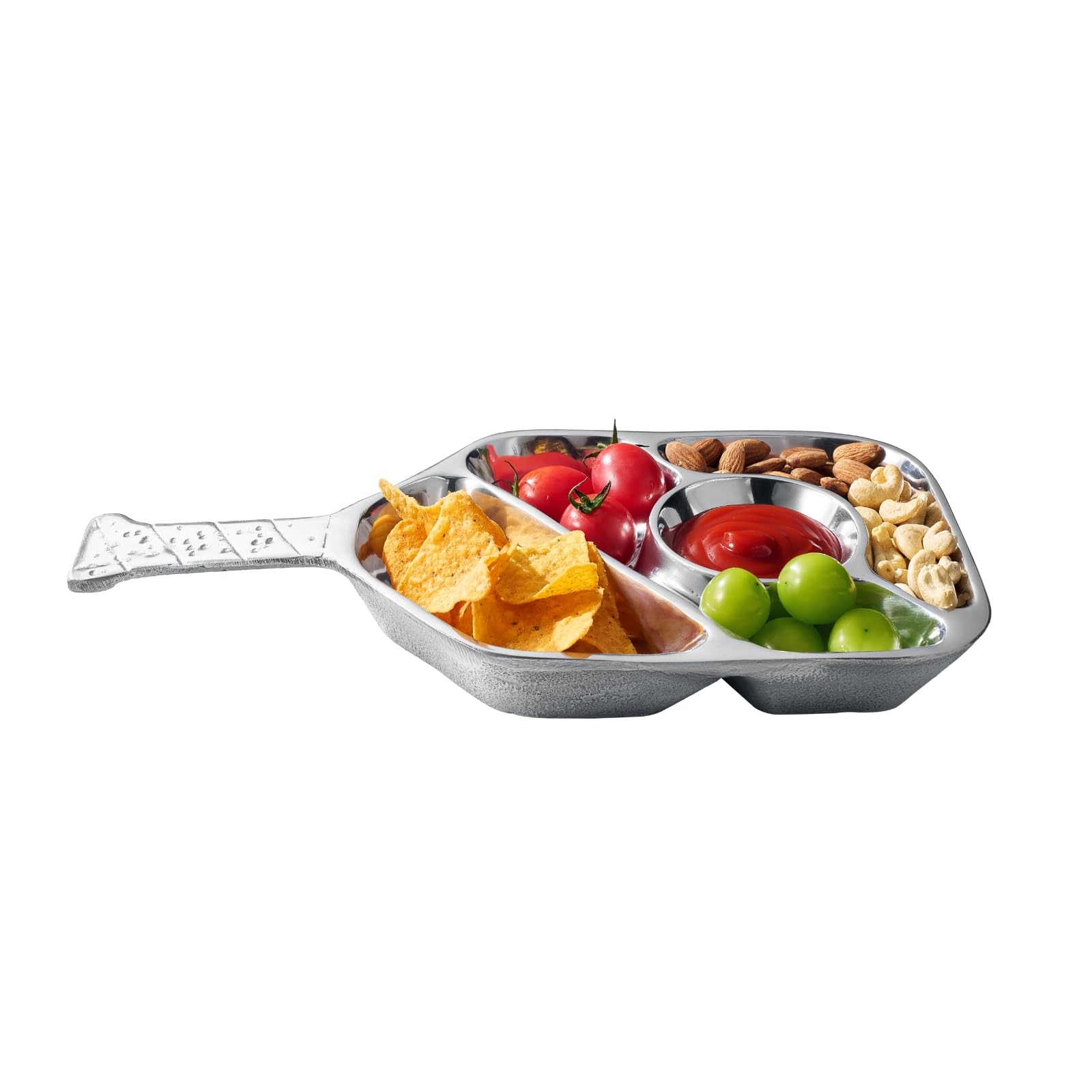 Silver Pickleball Serving Dish 13.7 Inch – Modern Decorative Tray with Heavy Polished Finish