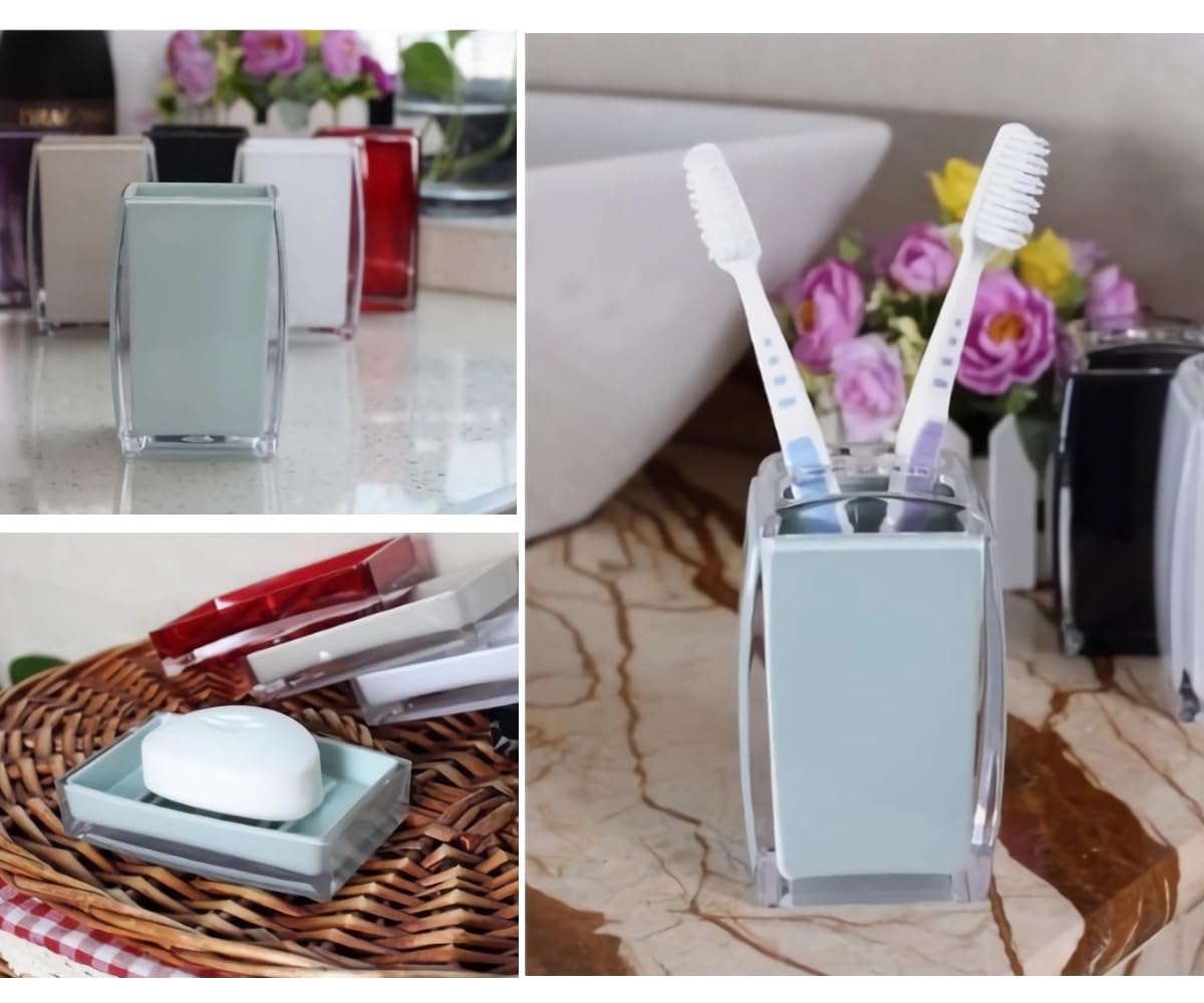 Tuanyo 5 Pcs Blue Acrylic Bathroom Accessories Set Complete,Lotion/Soap Dispenser,Soap Dish,Toothbrush Holder,Tumbler, Toilet Br