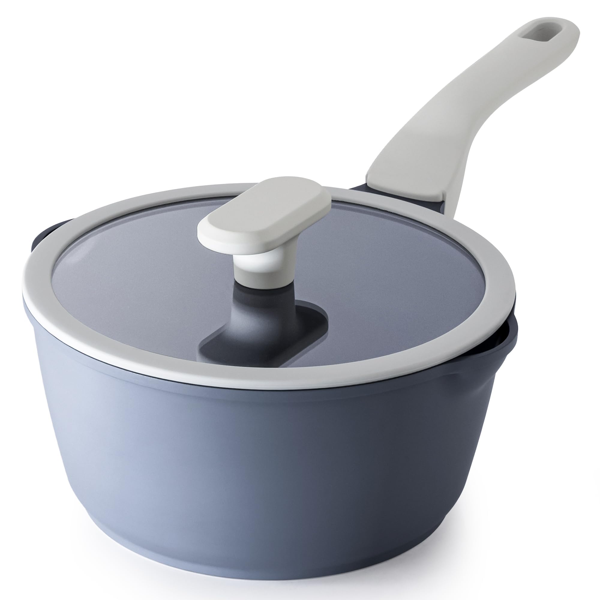 PRICUSIS Nonstick Saucepan with Lid, 2.7 Quart Ceramic Sauce Pan, Non Toxic Sauce Pot with Pour Spouts for Multipurpose Use, PTF