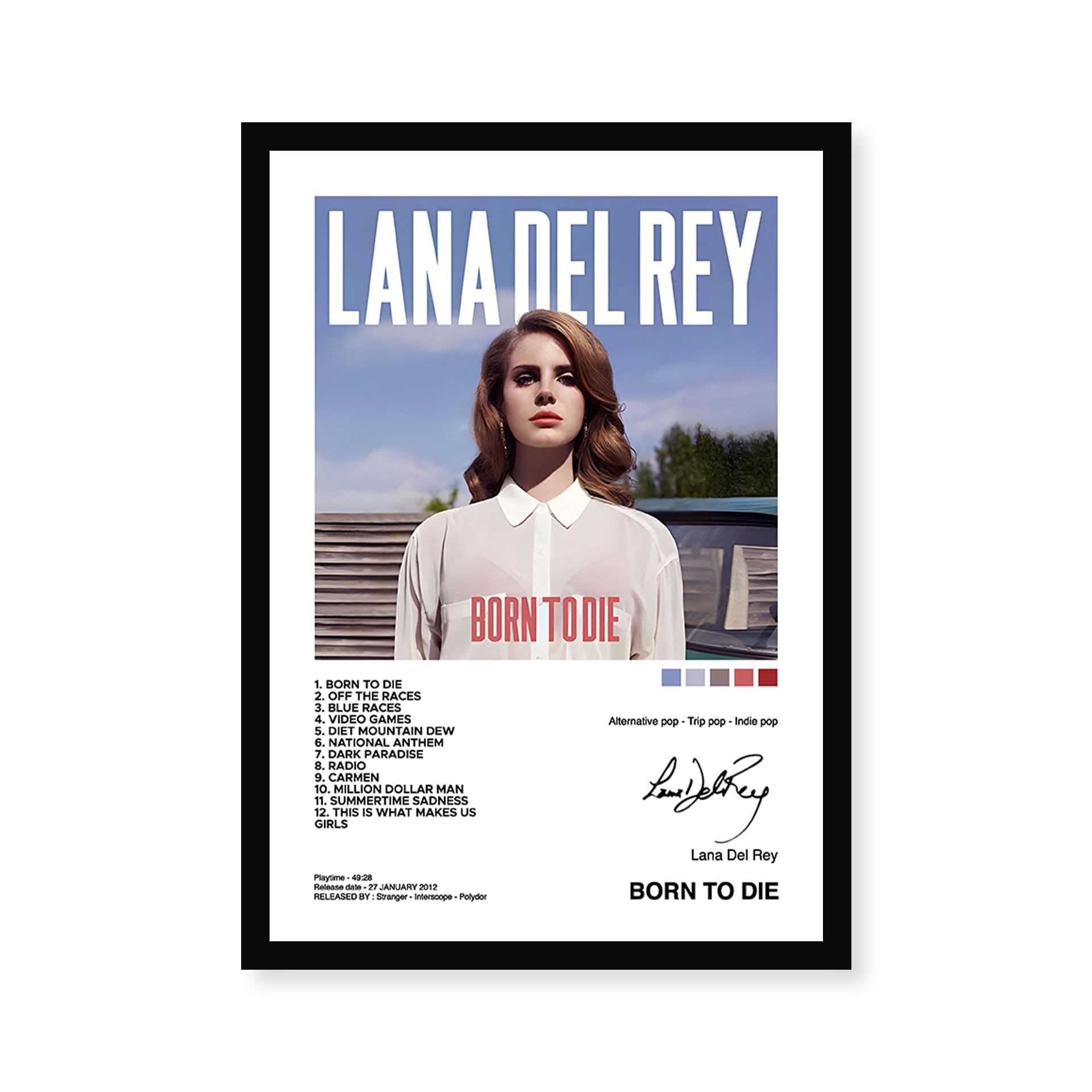 Codersparadise Lana Del Rey Wood-Born To Diie Wall Rectangular Poster Frames|8X12 Inch(A4 Size)|Hanging Wall Artwork Frames For 