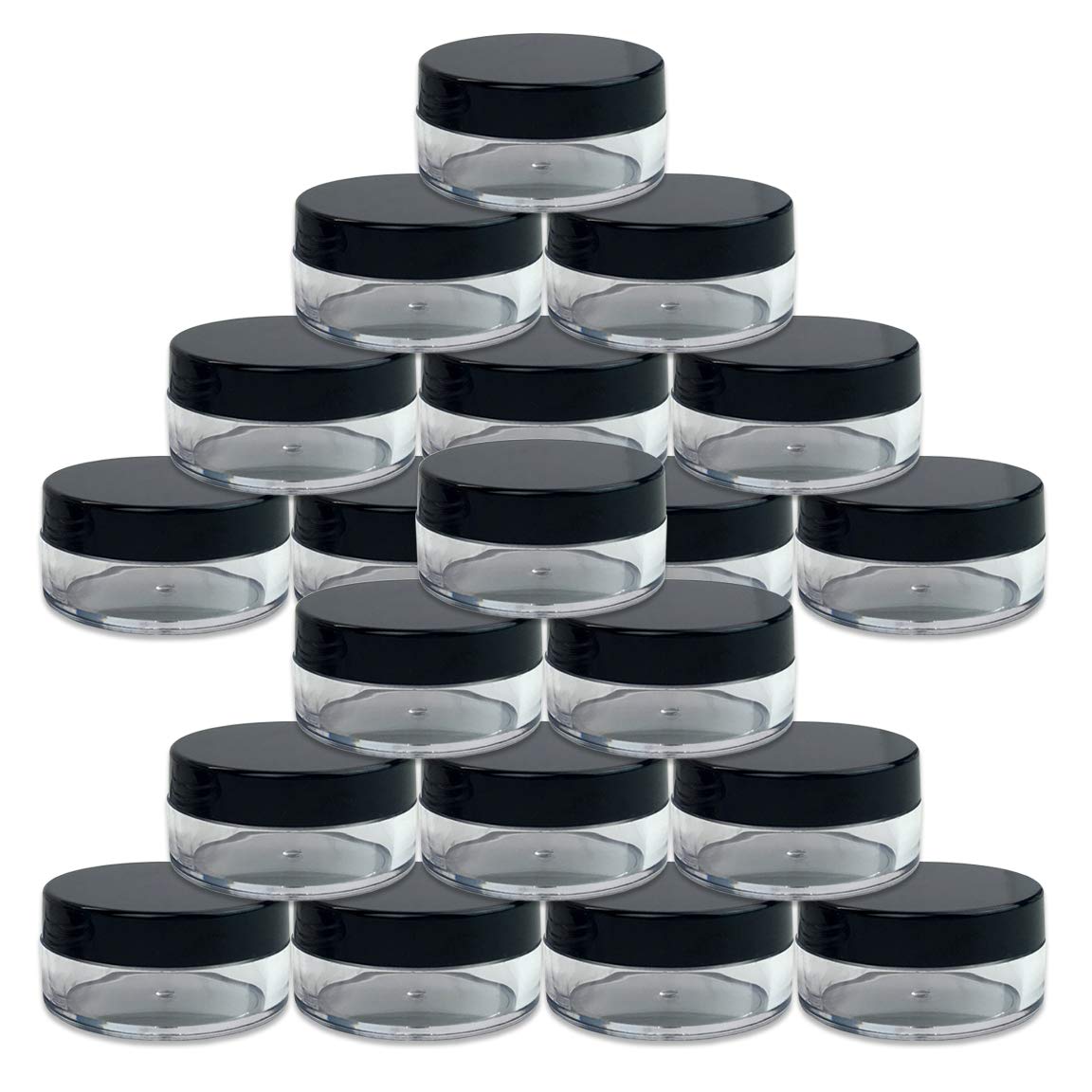 Beauticom (Quantity: 20 Pieces) 10G/10Ml Round Clear Jars With Black Lids For Lotion, Creams, Toners, Lip Balms, Makeup Samples