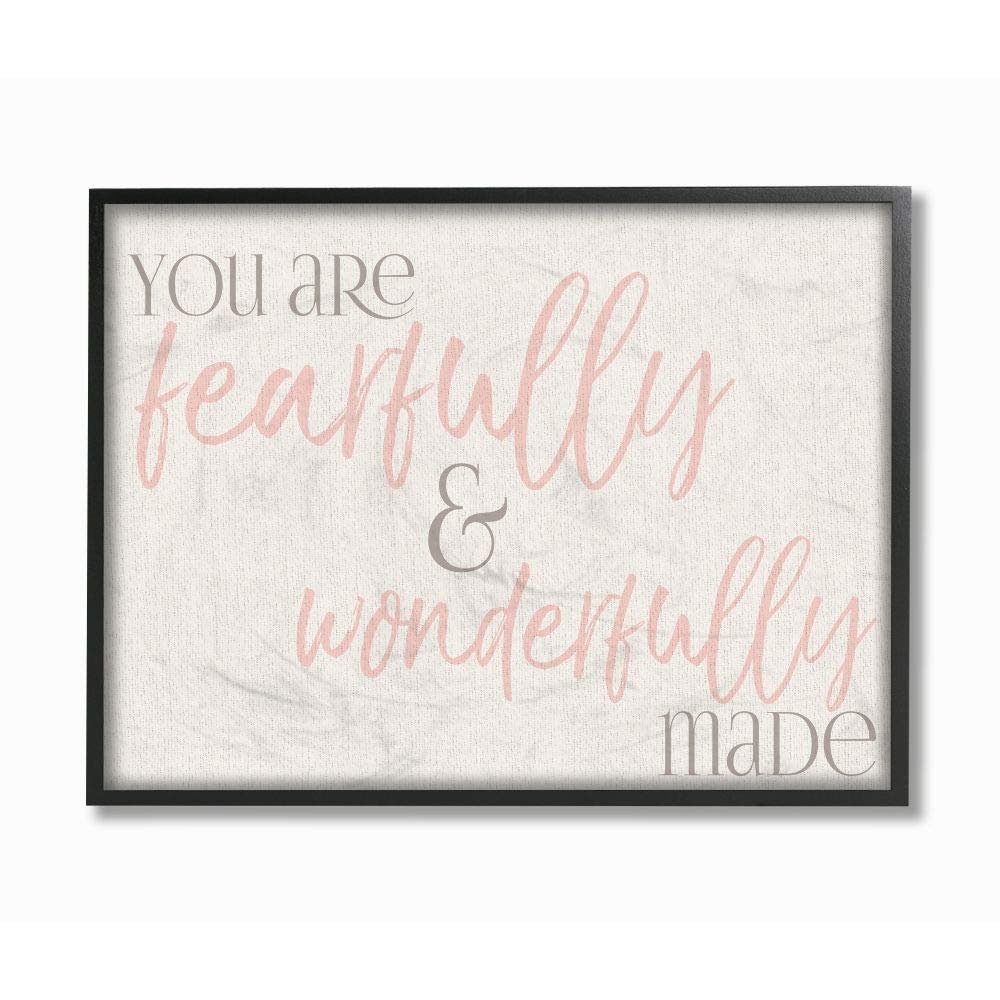 The Kids Room by Stupell Fearfully Wonderfully Made Pink Typography Black Framed Wall Art, 24x30, Multi-Color
