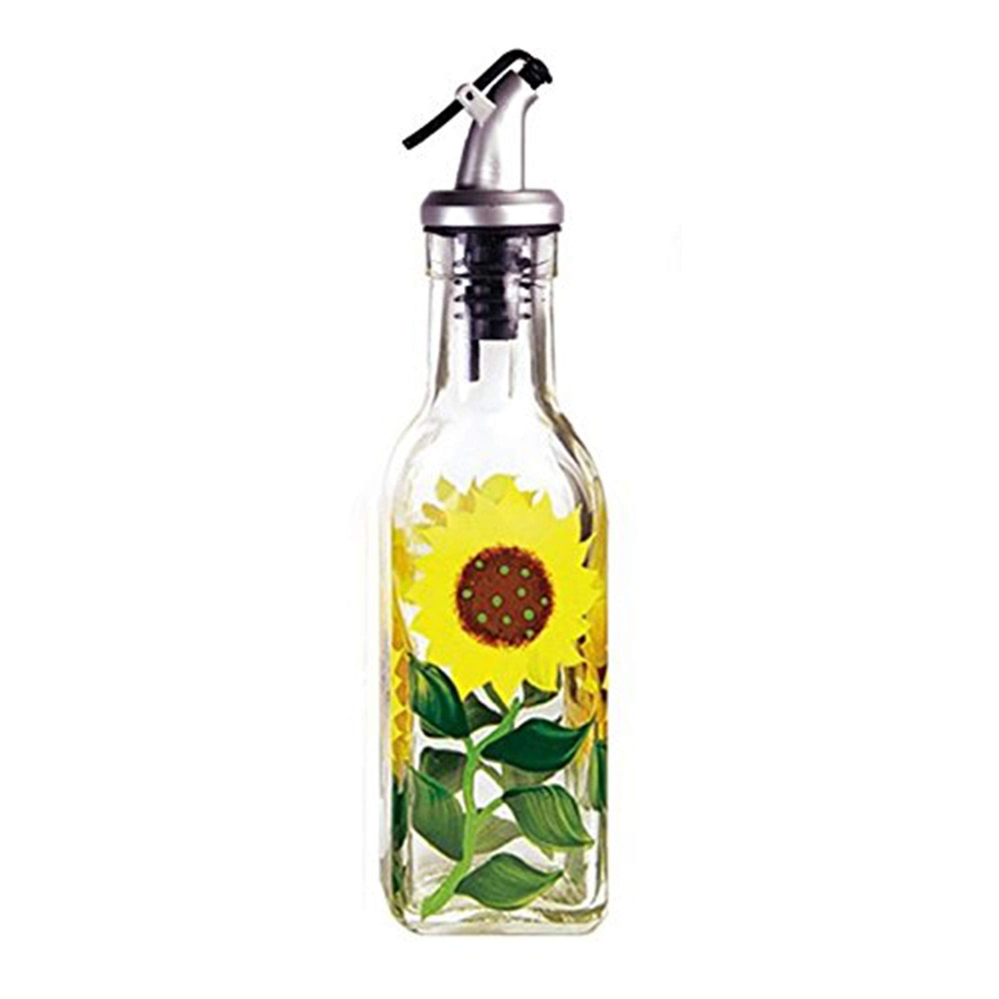 Grant Howard Hand Painted Square Cruet with Pourer, Sunflowers, 6 oz., Multicolor
