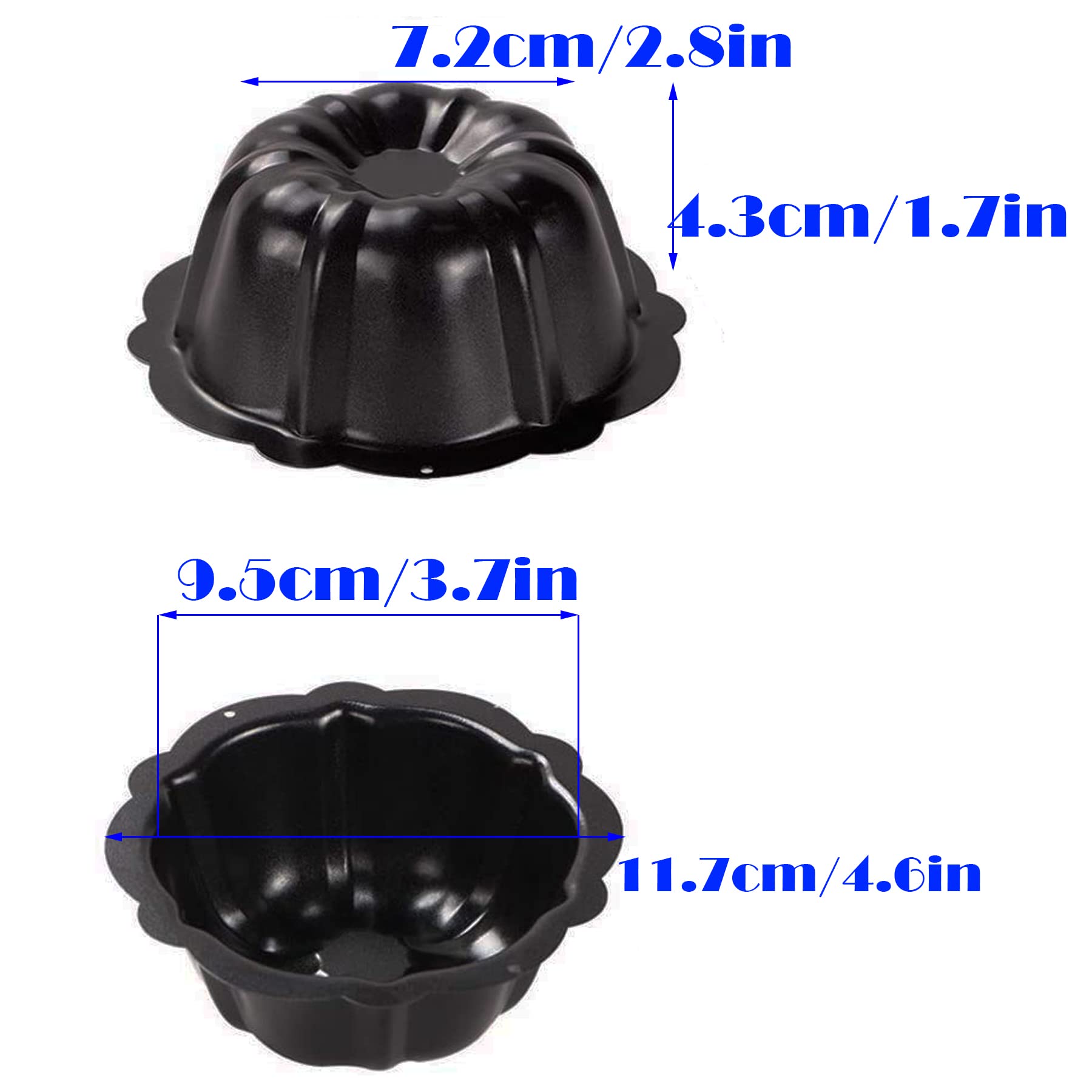 Mantouxixi 4 Pack Carbon Steel Mini Cake Pan, 4 Inch Nonstick Fluted Tube Cake Pans, Oven Baking Mold Metal Round Pumpkin Shaped