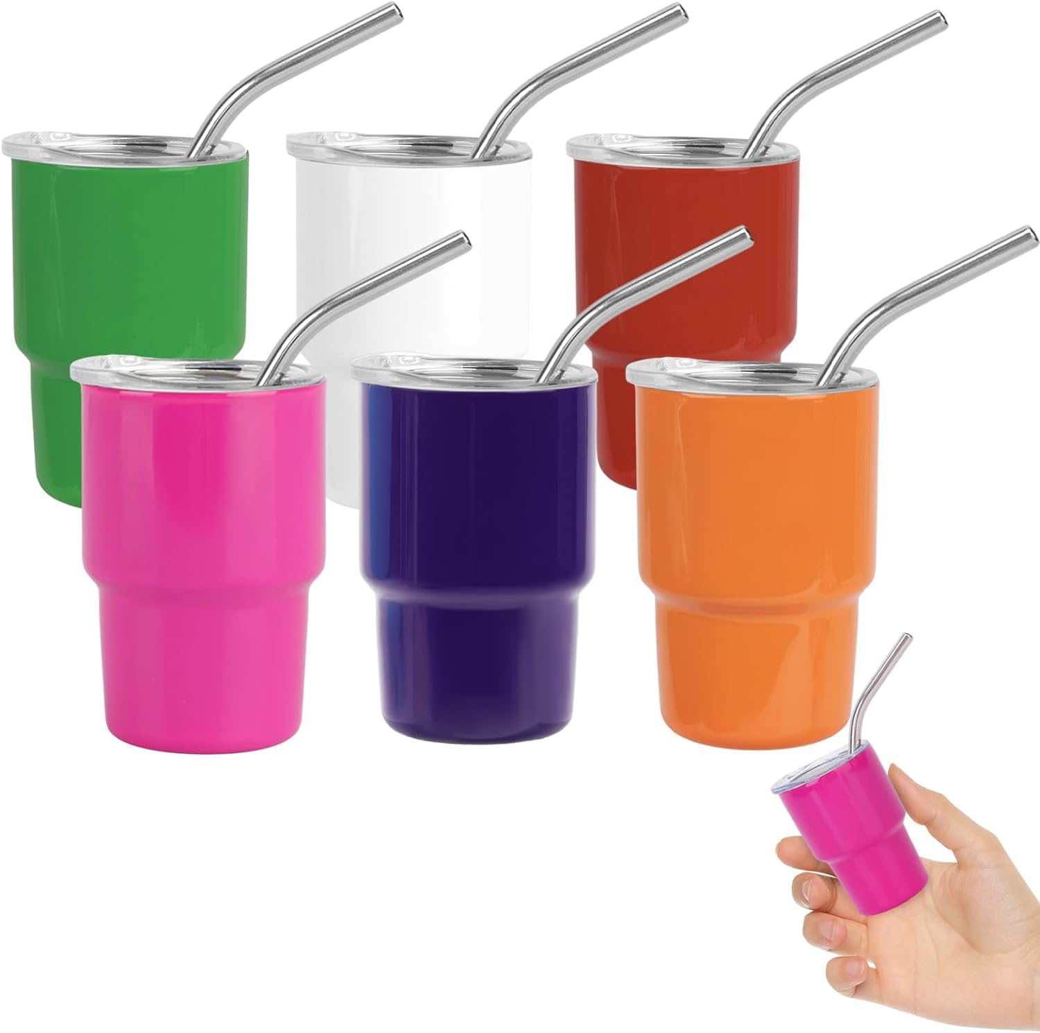 STFALI Cute Shot Glasses with Straw 2oz, Mini Shot Tumbler with Lid and Straw, Kawaii Insulated Tumblers for Espresso Coffee Spi