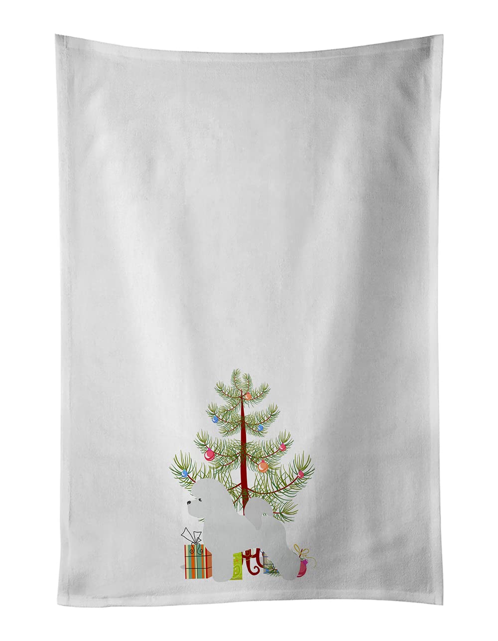 Bichon Frise Merry Christmas Tree White Kitchen Towel Set of 2