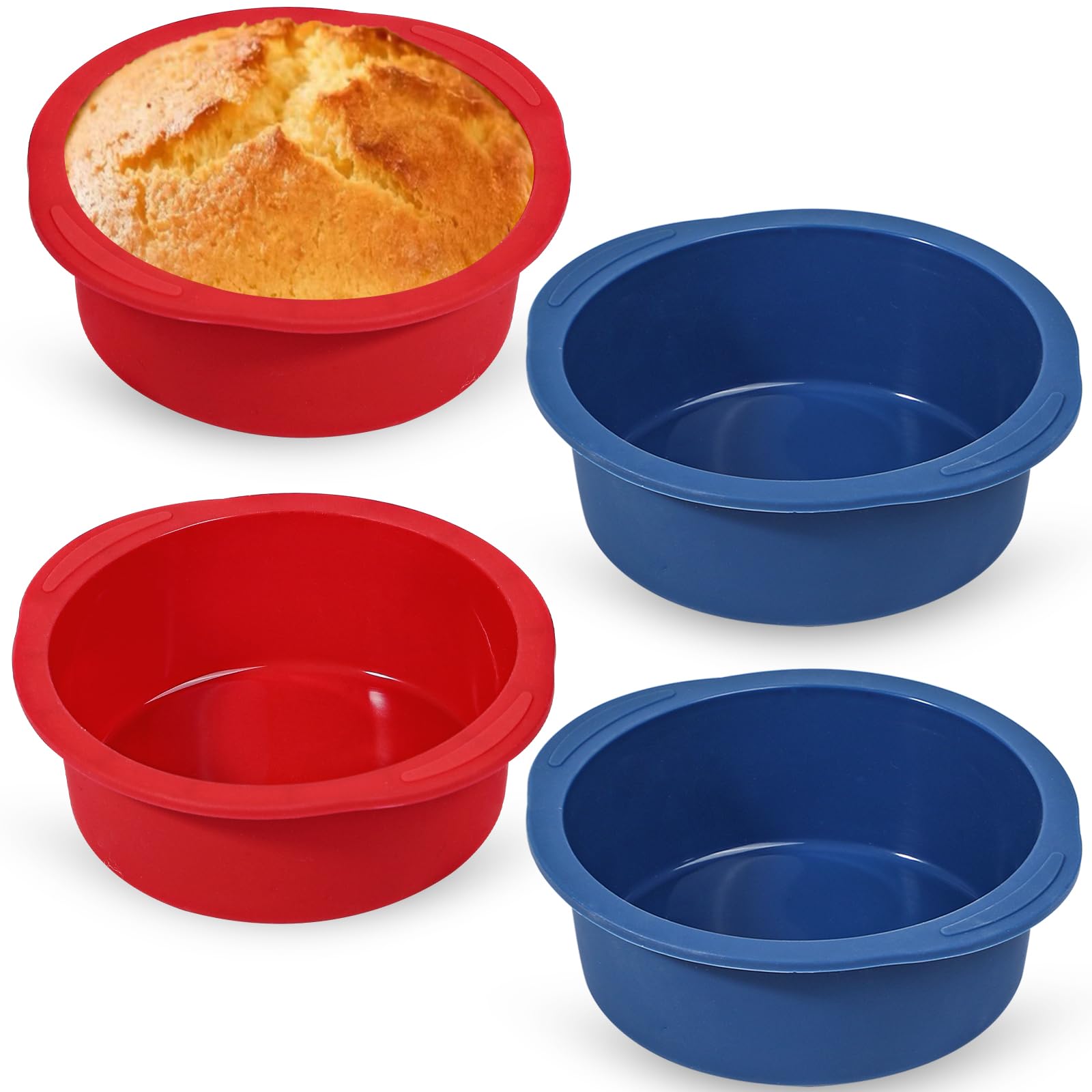 Webake 5 inch Cake Pan for Baking Nonstick Round Cake Pans, LFGB Platinum Silicon Air Fryer Baking Pan Set of 4