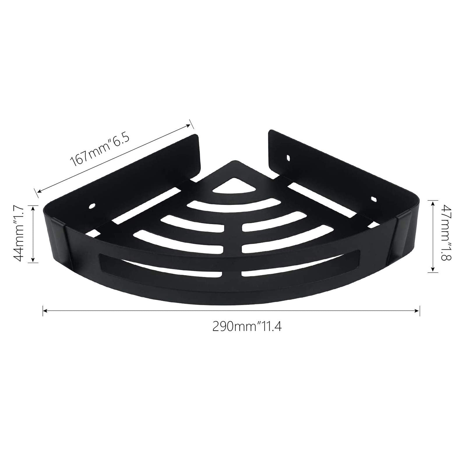 Nearmoon Bathroom Shower Caddy 2 Pack, No Drill 304 Stainless Steel Shower Organizer With 2 Hooks (Corner Shelf, Matte Black)