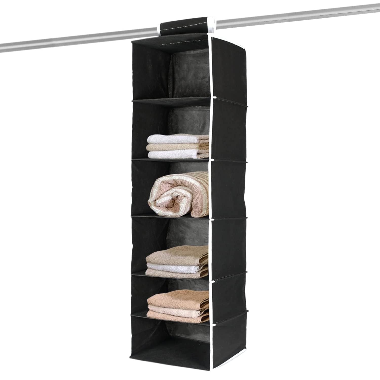Kuber Industries 6 Shelf Closet Organizer For Wardrobe|NonWoven Collapsible Wardrobe|Hanging Shelf For Clothes|6 Shelves Cloth 