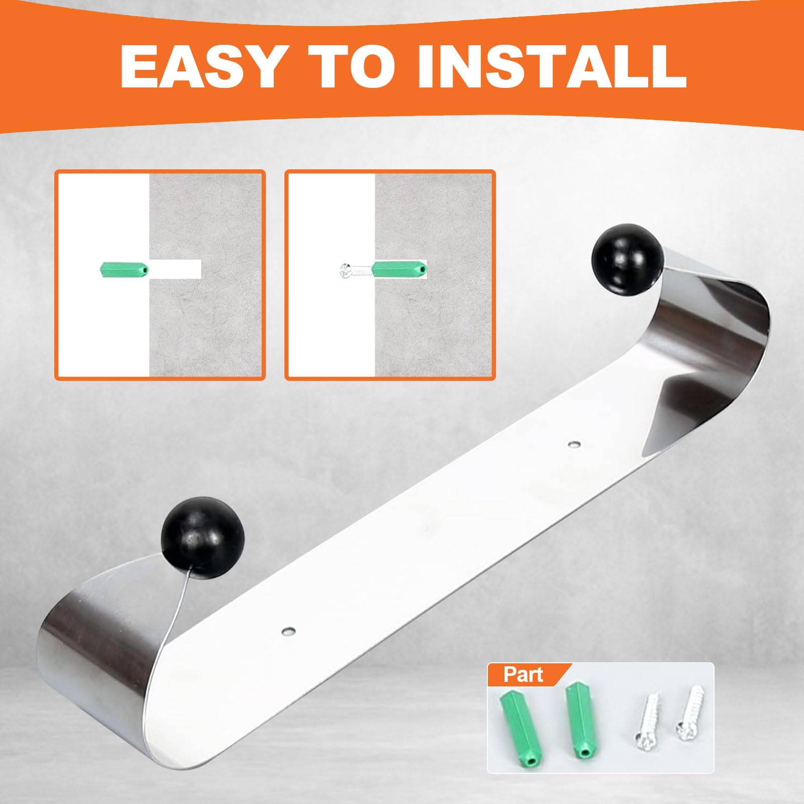 Kuafu Paper Towel Holder For Kitchen, Under Cabinet, Secure Screw Mounting, Silver Stylish Stainless Steel, Convenient Rollable