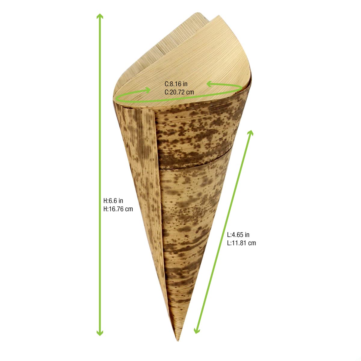 Packnwood 210Bbcob17 Bamboo Leaf Cone 2 Layers (Case Of 1000), Perfect For Catering, 100% Natural & Biodegradable - Disposable B