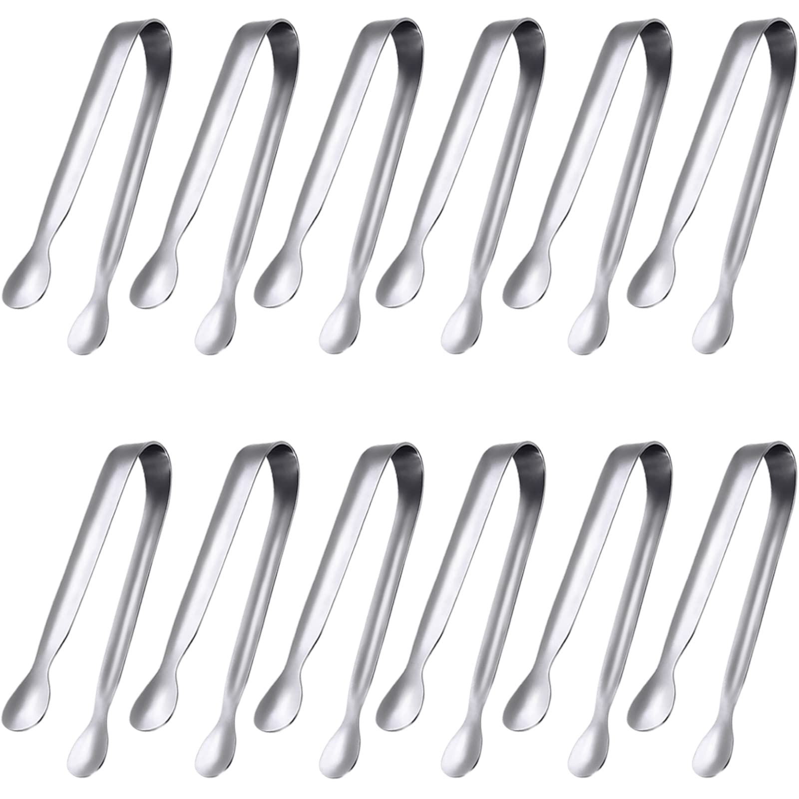 Jcren 12 Pack Serving Tongs, Small Serving Utensils For Catering, Food-Grade 304 Stainless Steel Serving Tongs Appetizer Tongs S