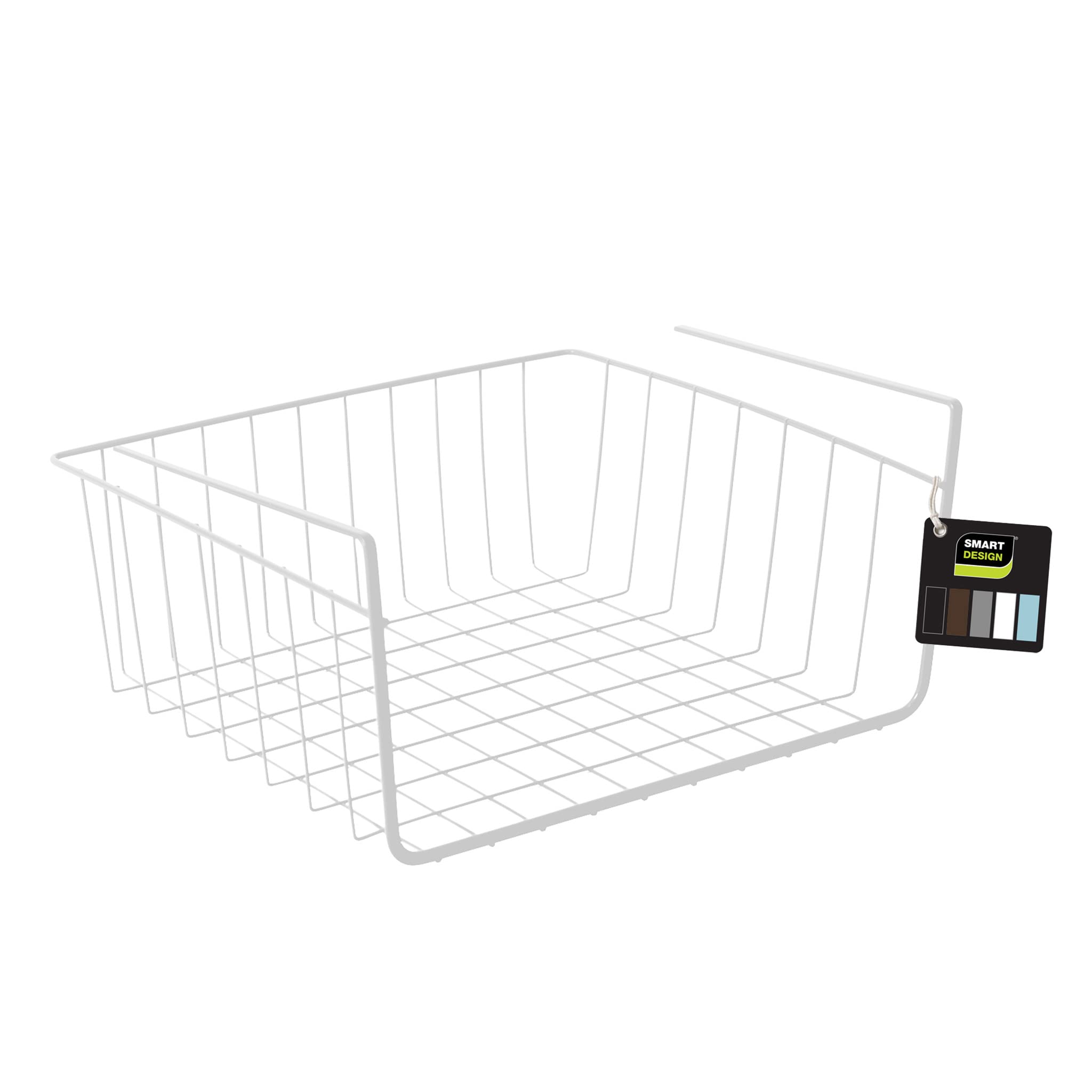 Smart Design Undershelf Storage Basket - Small - Snug Fit Arms - Steel Metal Wire - Rust Resistant Finish - Cabinet, Pantry, She