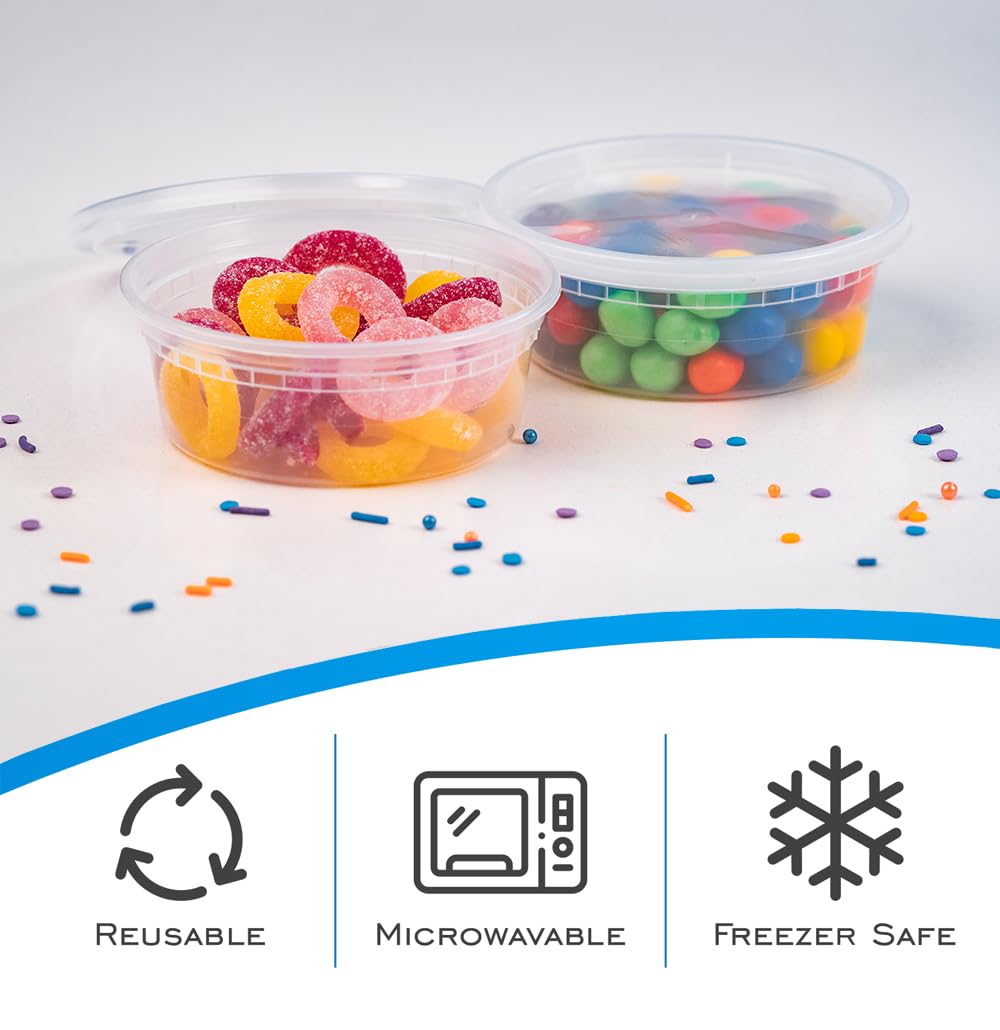 Edi [16 Oz, 50 Sets] Plastic Deli Food Storage Containers With Airtight Lids | Microwave-, Freezer-, Dishwasher-Safe | Bpa Free