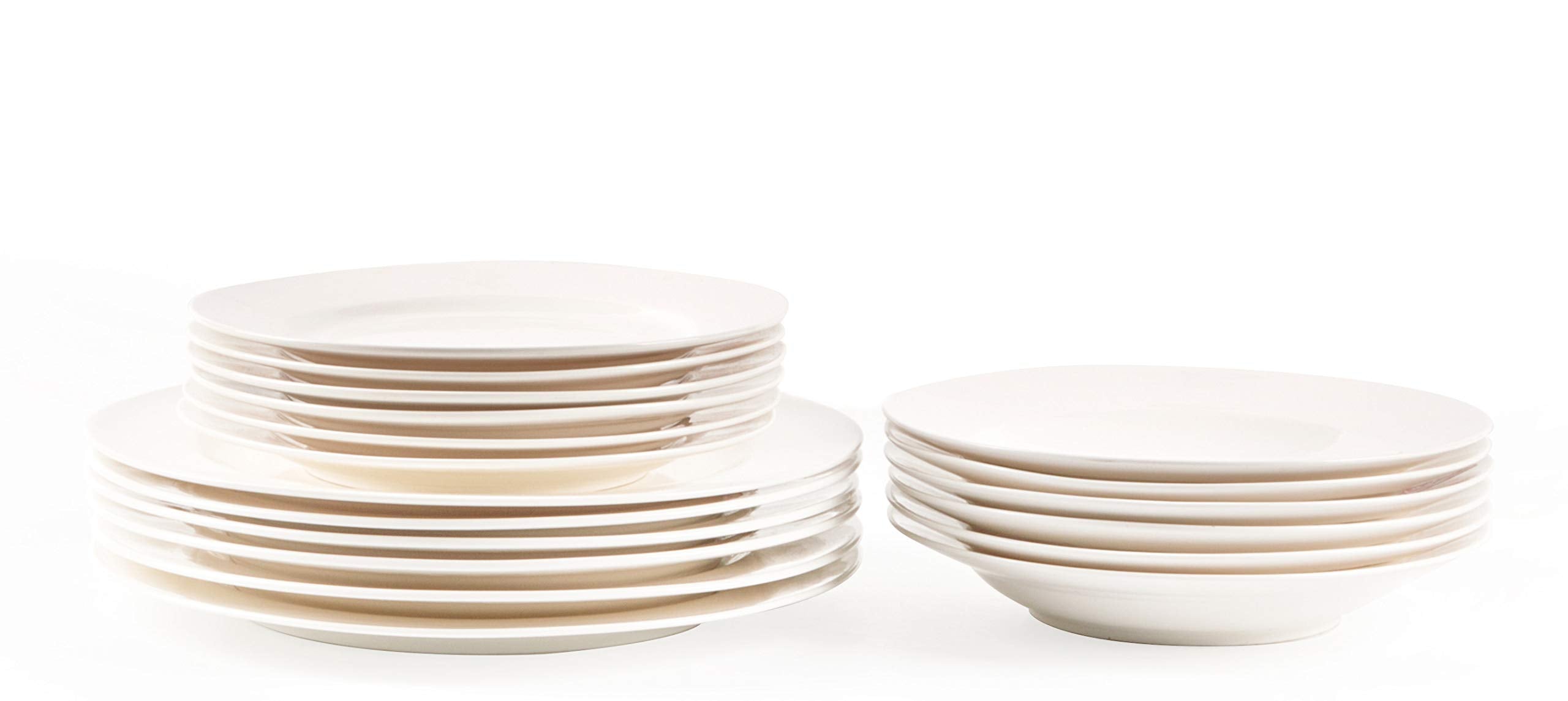 HomeVss, Bone China Rim Shape, Elegance White 18pc Dinnerware Set