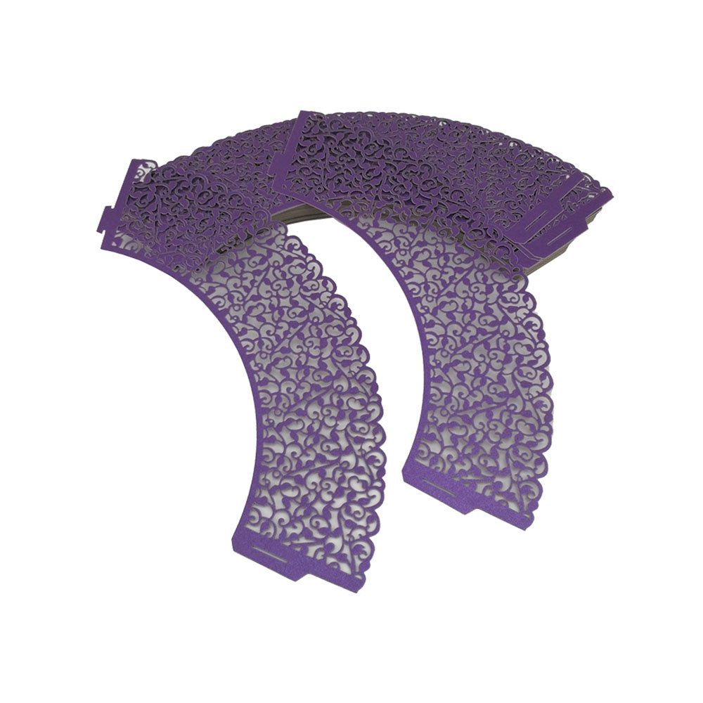Yueton Pack Of 50 Cake Wrapper Wraps Liner Wedding Party Baby Shower Cupcake Decoartion (Purple)