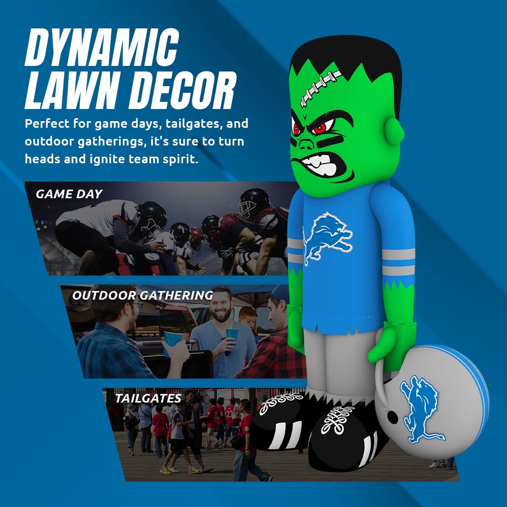 Sporticulture NFL Detroit Lions 7 8 Blow Up Inflatable Steinbacker with LED Lights & Built-in Blower - Balloon Merchandise Decor