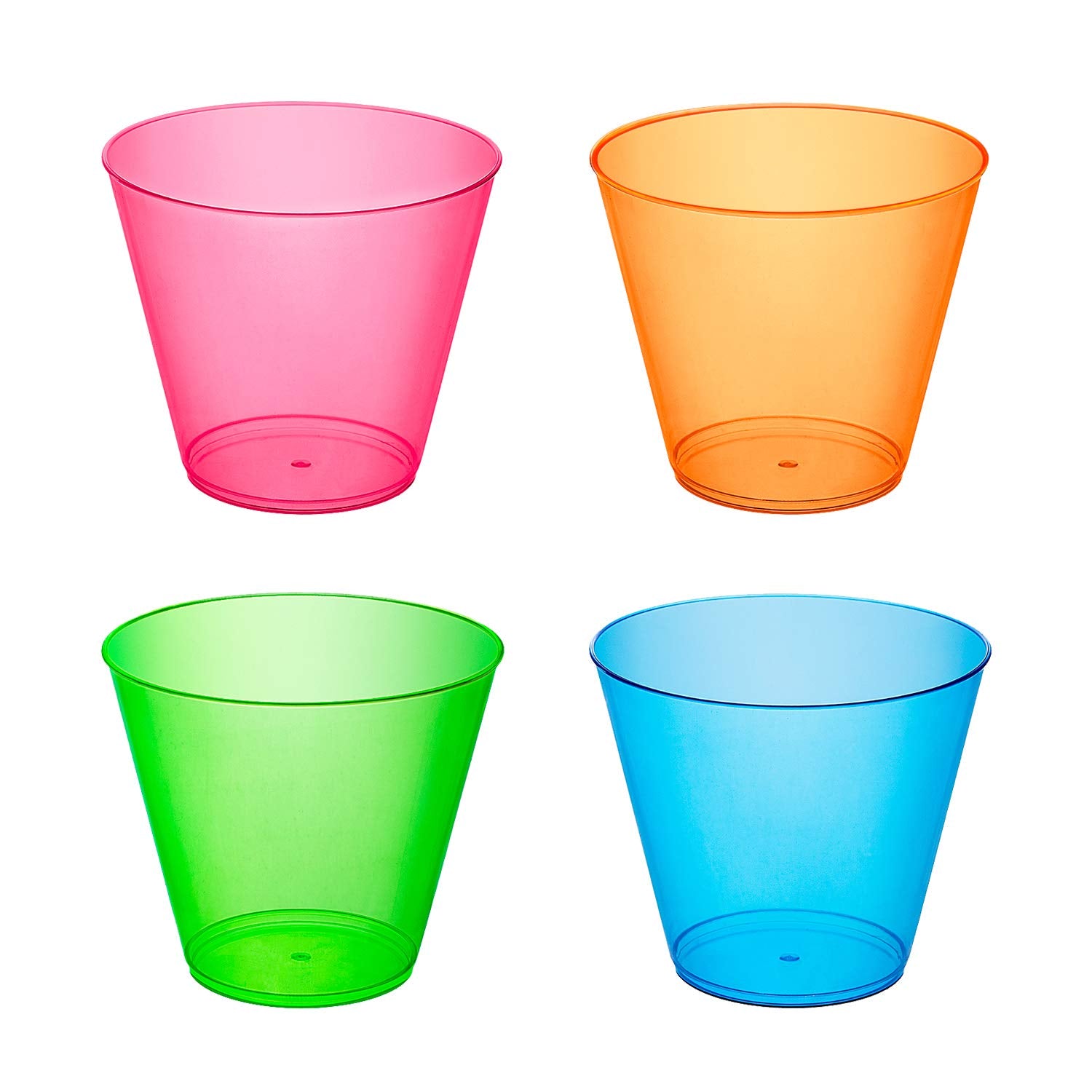 Party Essentials Plastic Cups, 50-Count, Assorted Neon