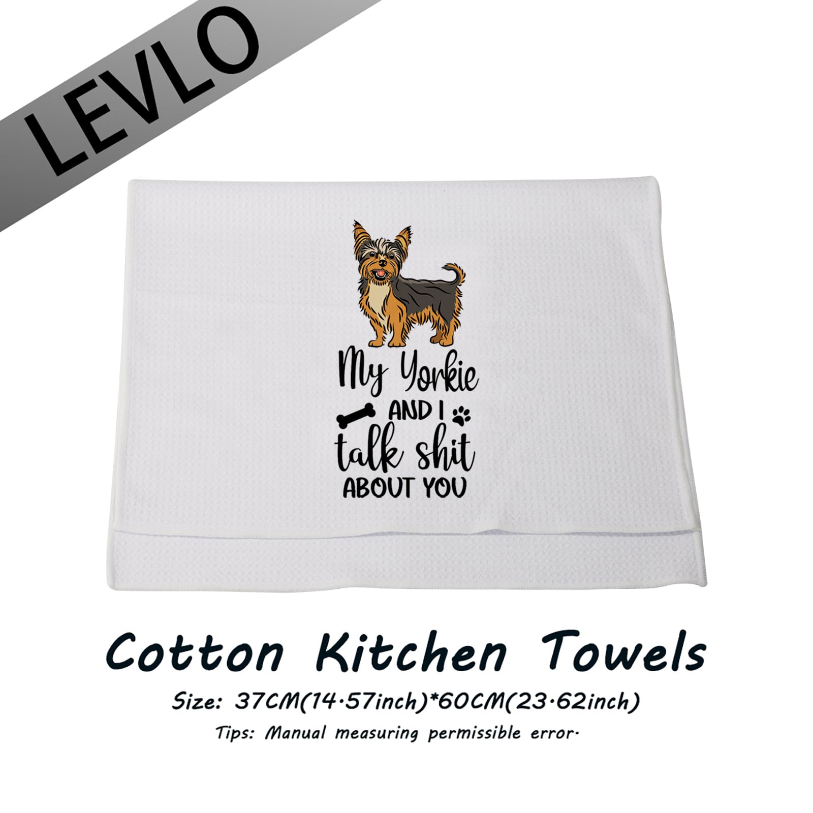 Levlo Yorkie Lovers Gift My Yorkie And I Talk Shit About You Kitchen Towel Dog Owner Dish Towel(My Yorkie)