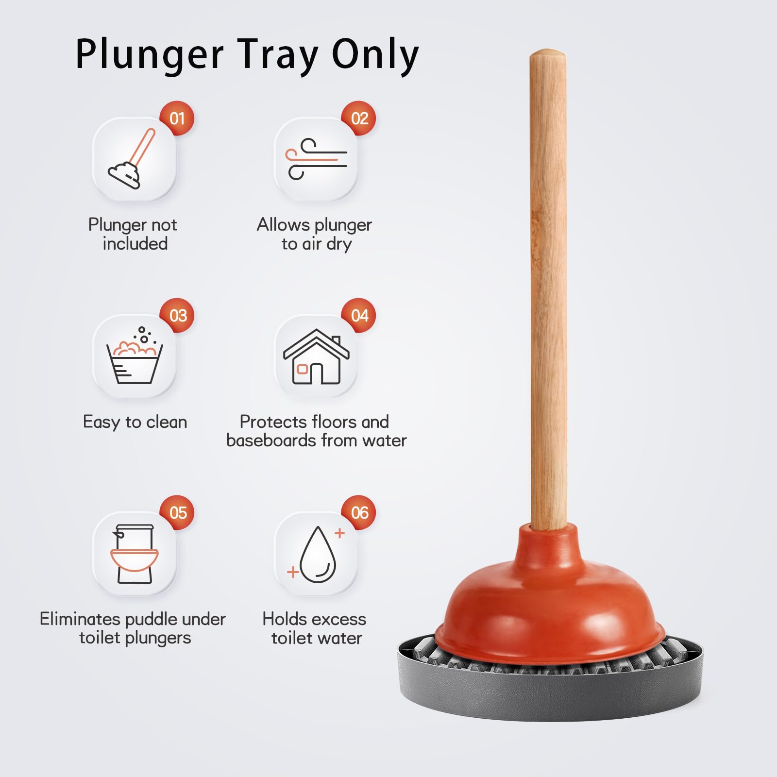 Dealsgogo Plunger Tray - Plunger Mat Air Drying Mat For Toilet Plunger - Plunger Holder Catches Drips - Wicks Water From Plunger