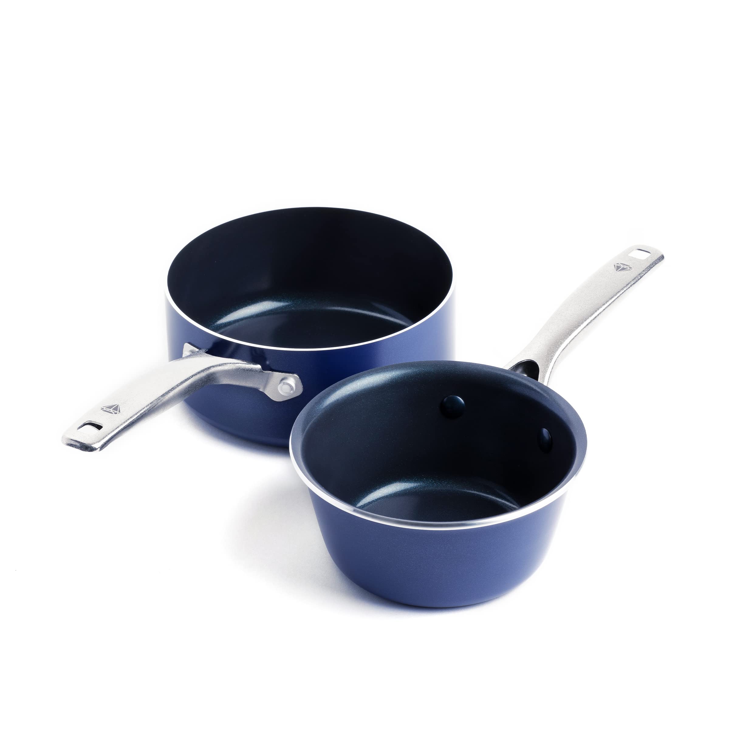 Blue Diamond Cookware 1Qt And 2Qt Saucepan Set, Diamond Infused Ceramic Nonstick, Pfas And Pfoa-Free, Dishwasher Safe, Oven Safe