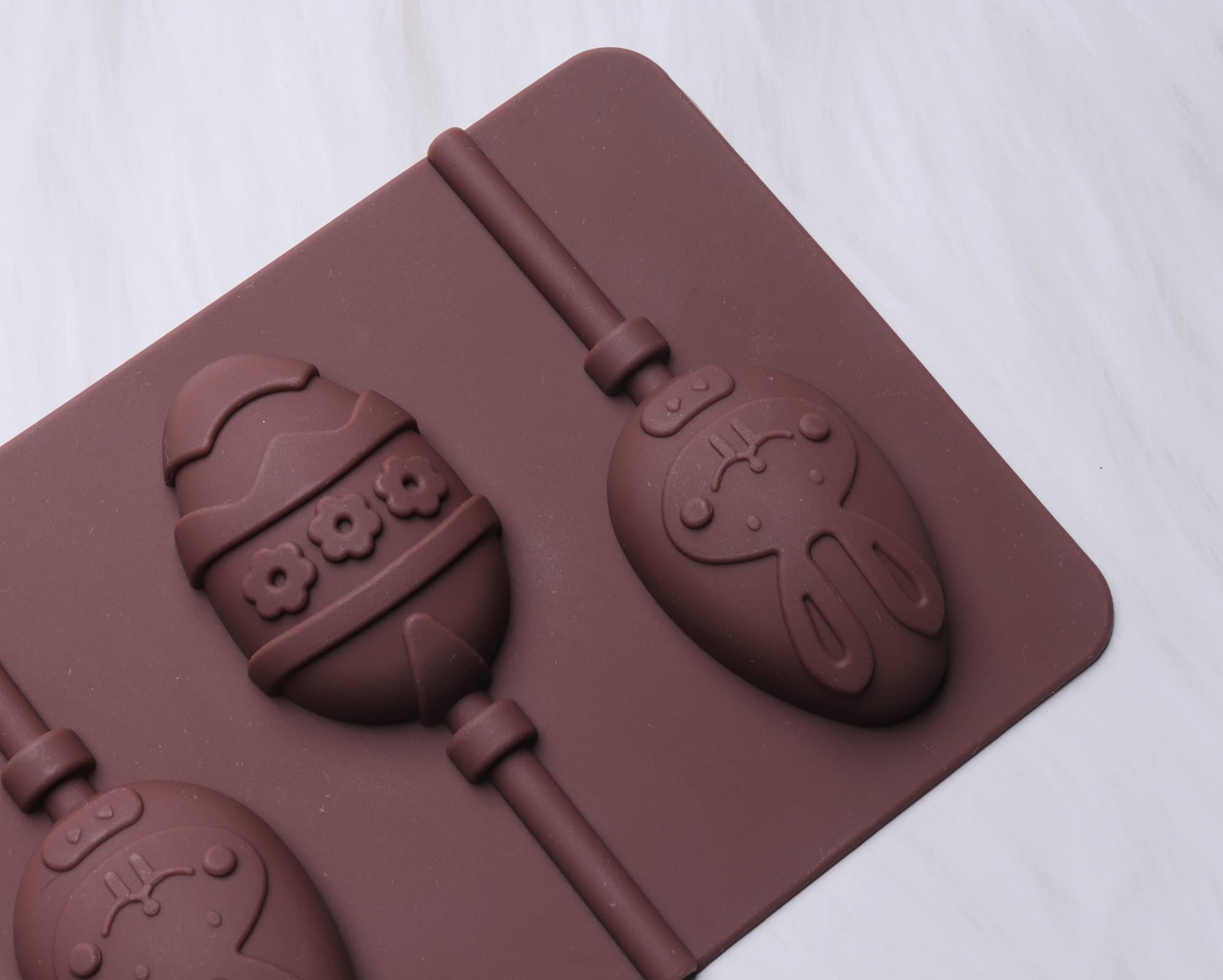 Sowaka 2 Pcs Easter Eggs Molds For Lollipop Small Rabbit 6 Cavity Candy Mold Trays For Easter Diy Handmade Candies Chocolate Bis