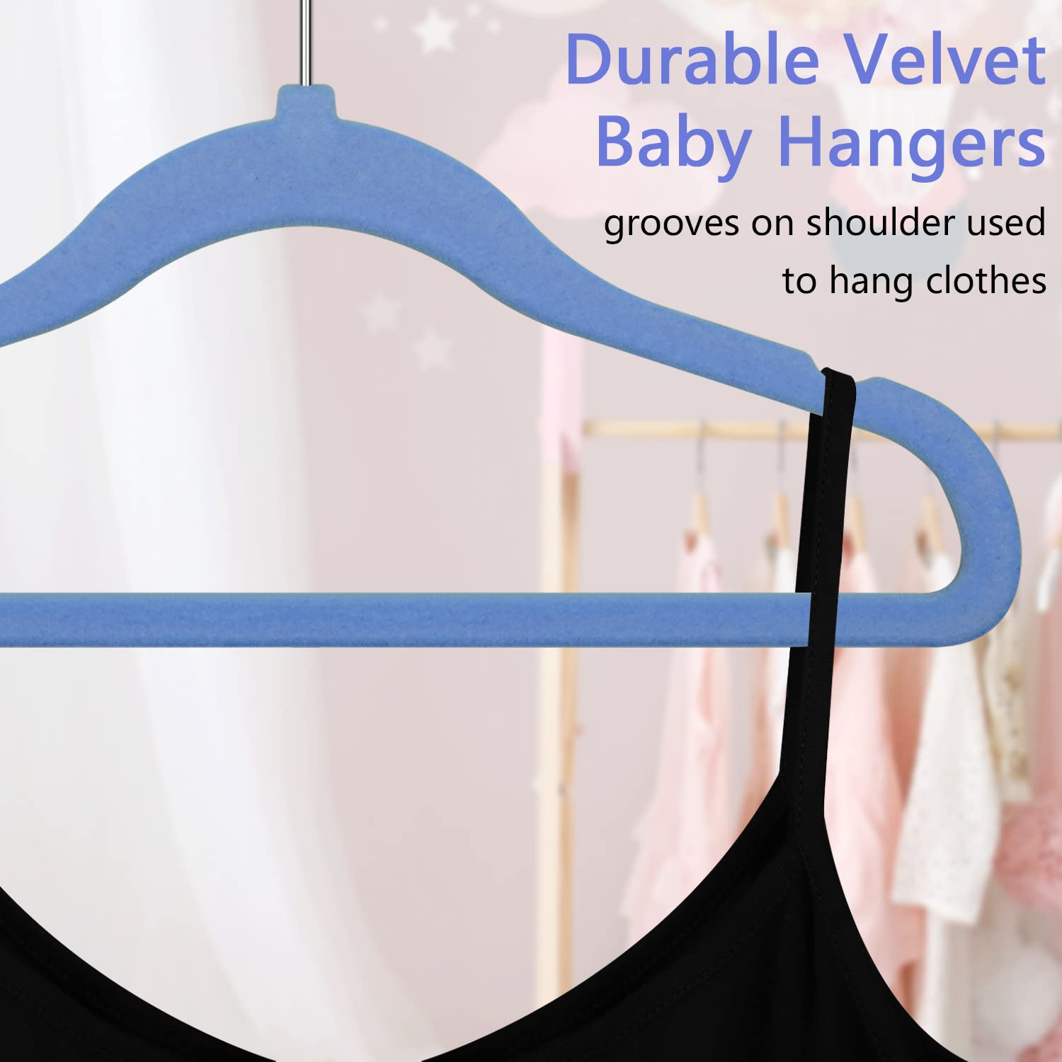 Goodtou Velvet Baby Hangers Kids Hangers For Closet Infant Childrens Hangers Kids Clothes Hanger - Blue