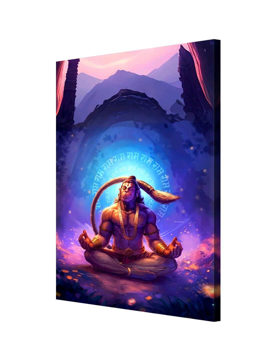 999Store Hanuman Meditation Canvas Painting In Vibrant Colors - Spiritual Wall Art For Meditation Spaces(24X36 Inch_ Canvas) Flp