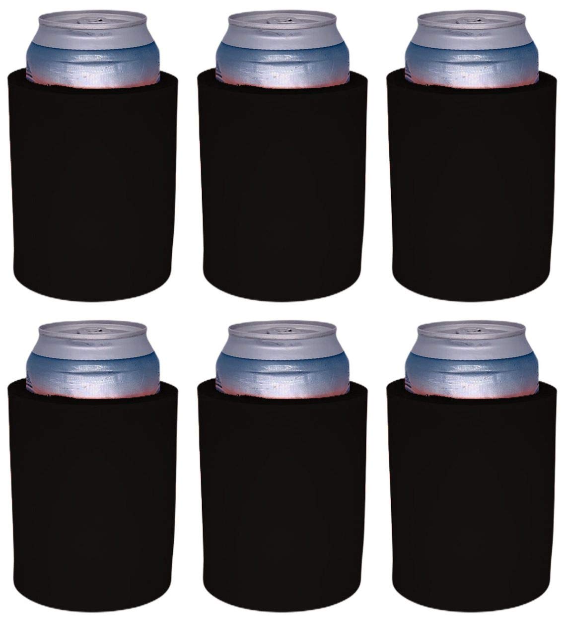 Blank Thick Foam Old School Can Cooler (6 Pack, Black)