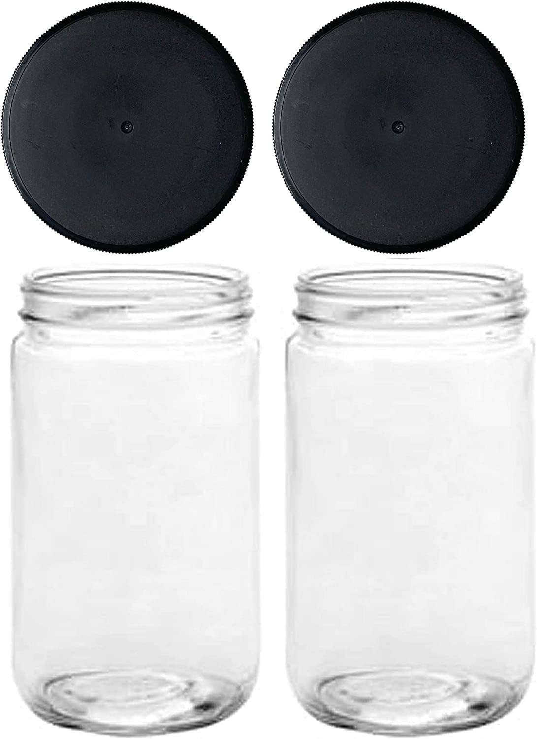 Jarming Collections Mason Jars 32 Oz Glass Extra Wide Mouth Quart Storage Jars 32 Oz With Lids - Bpa Free Plastic Storage Lids -