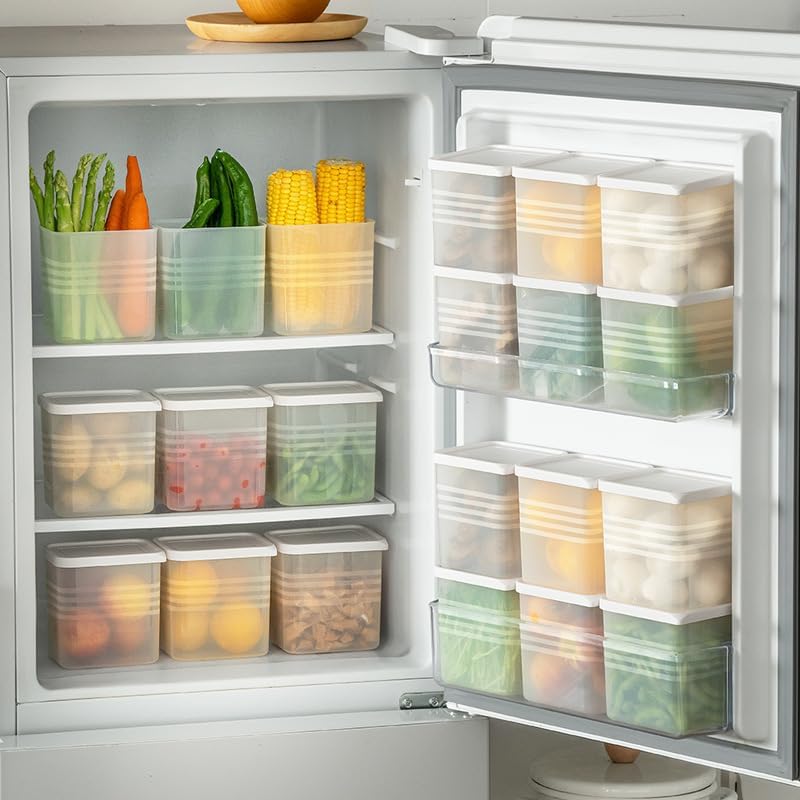 Shree Mahadeep Enterprise Refrigerator Storage Containers With Lids, Stackable Food Organisation Boxes, Transparent (6, With Lid