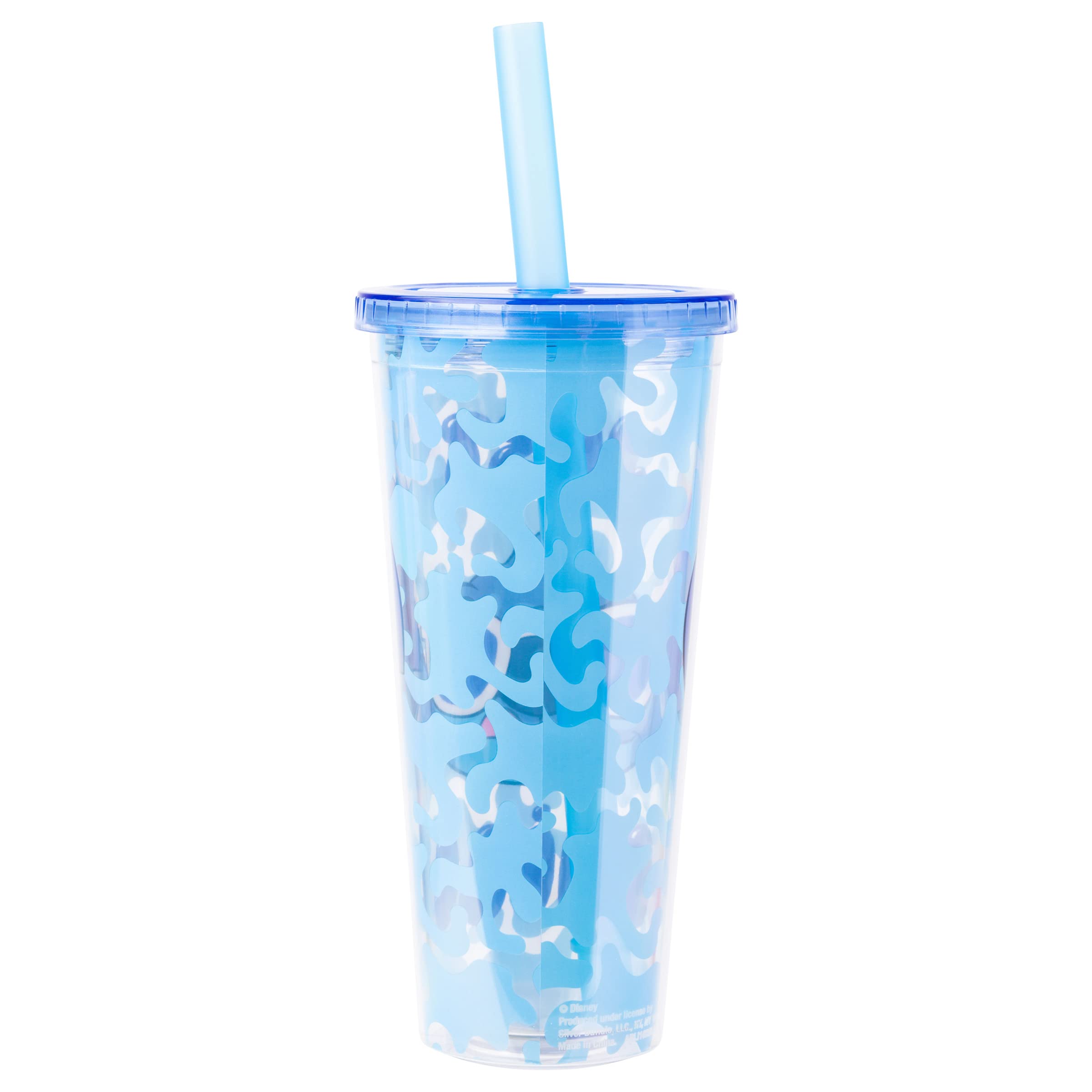 Silver Buffalo Disney Lilo And Stitch Cool Sunglasses Just Chill Plastic Boba Tumbler With Lid And Straw, 24 Ounces