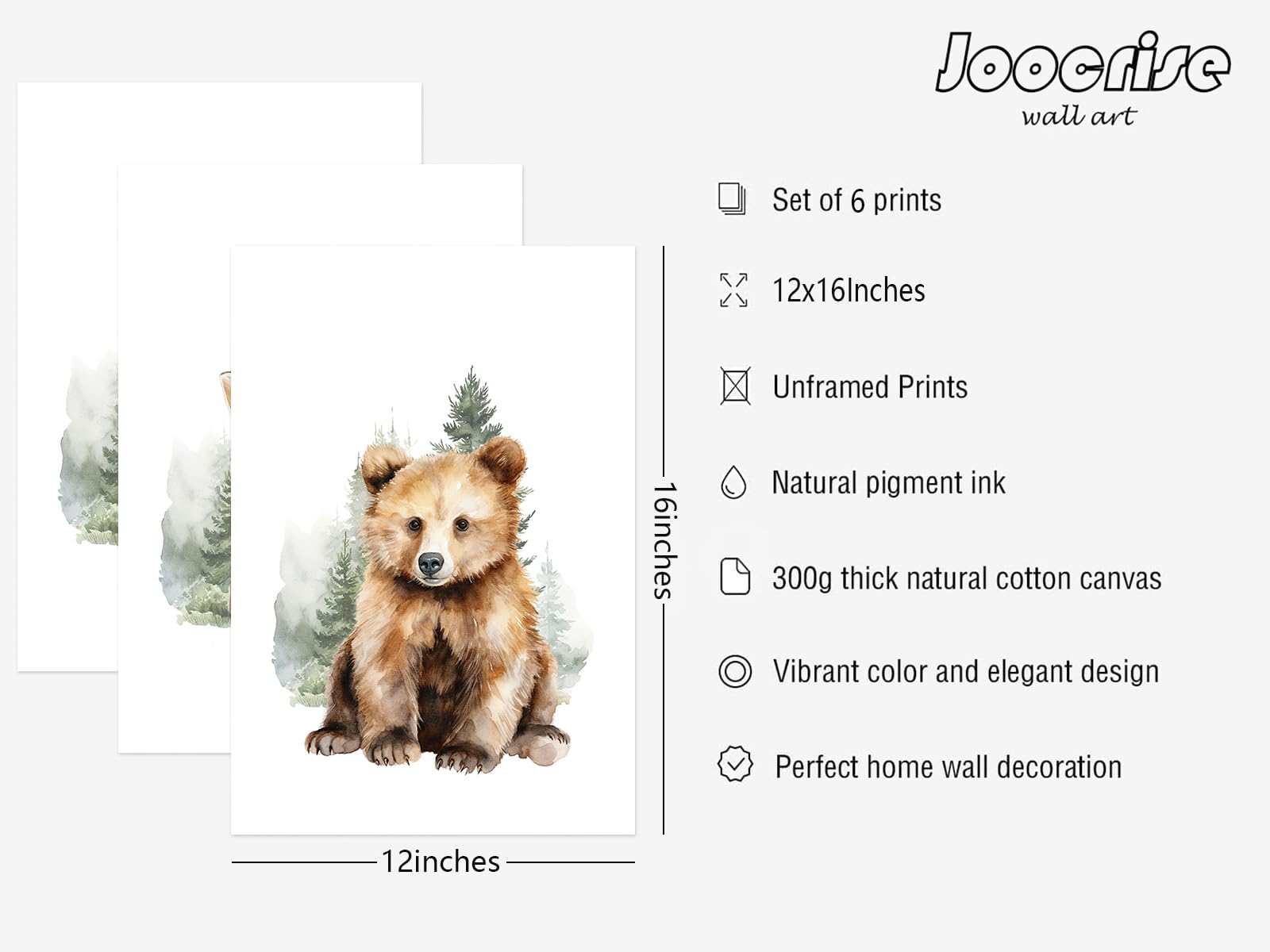 Woodland Animal Nursery Wall Art Decor Set Of 6 Baby Boys Room Wall Art Forest Animal Canvas Wall Decor Kids Art Prints Watercol