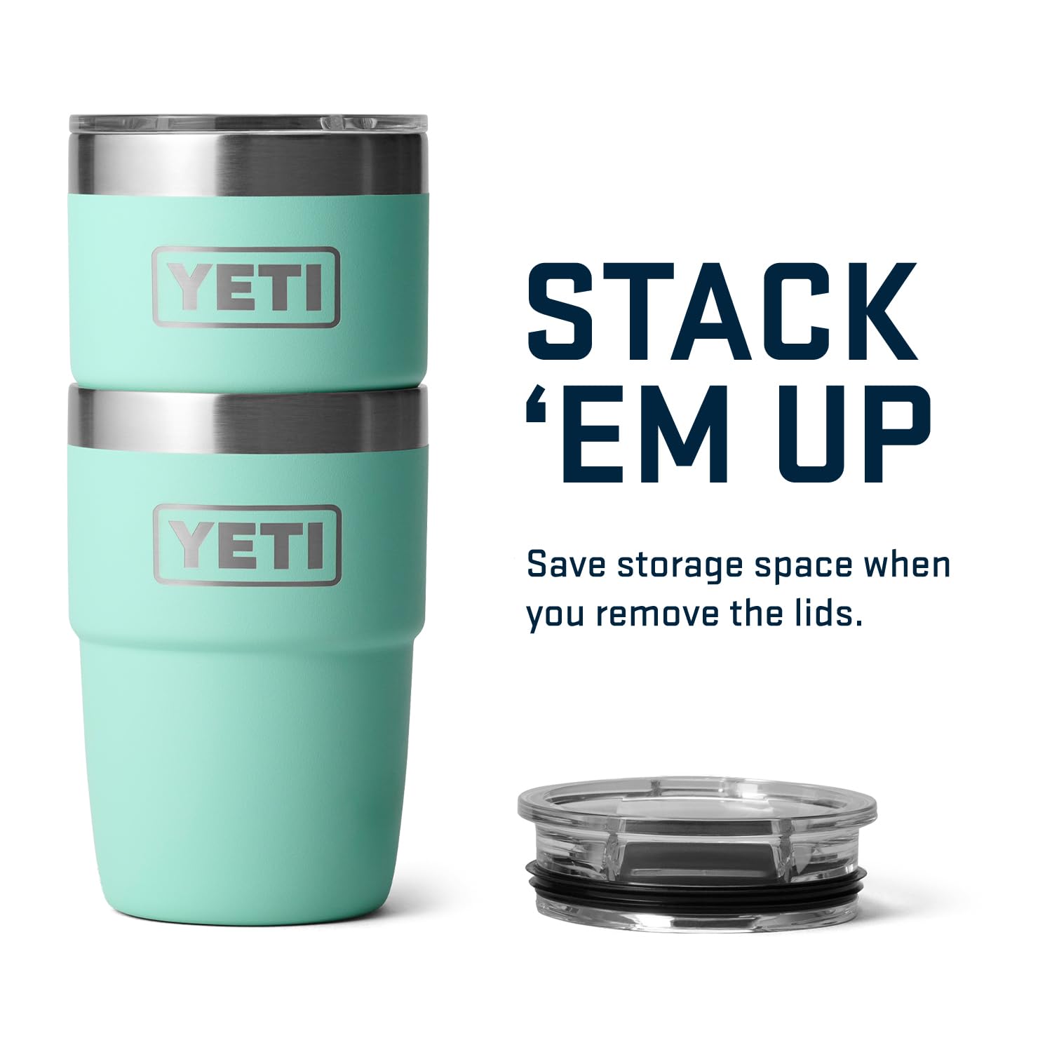 Yeti Rambler 8 Oz Stackable Cup, Stainless Steel, Vacuum Insulated Espresso Cup With Magslider Lid, Seafoam