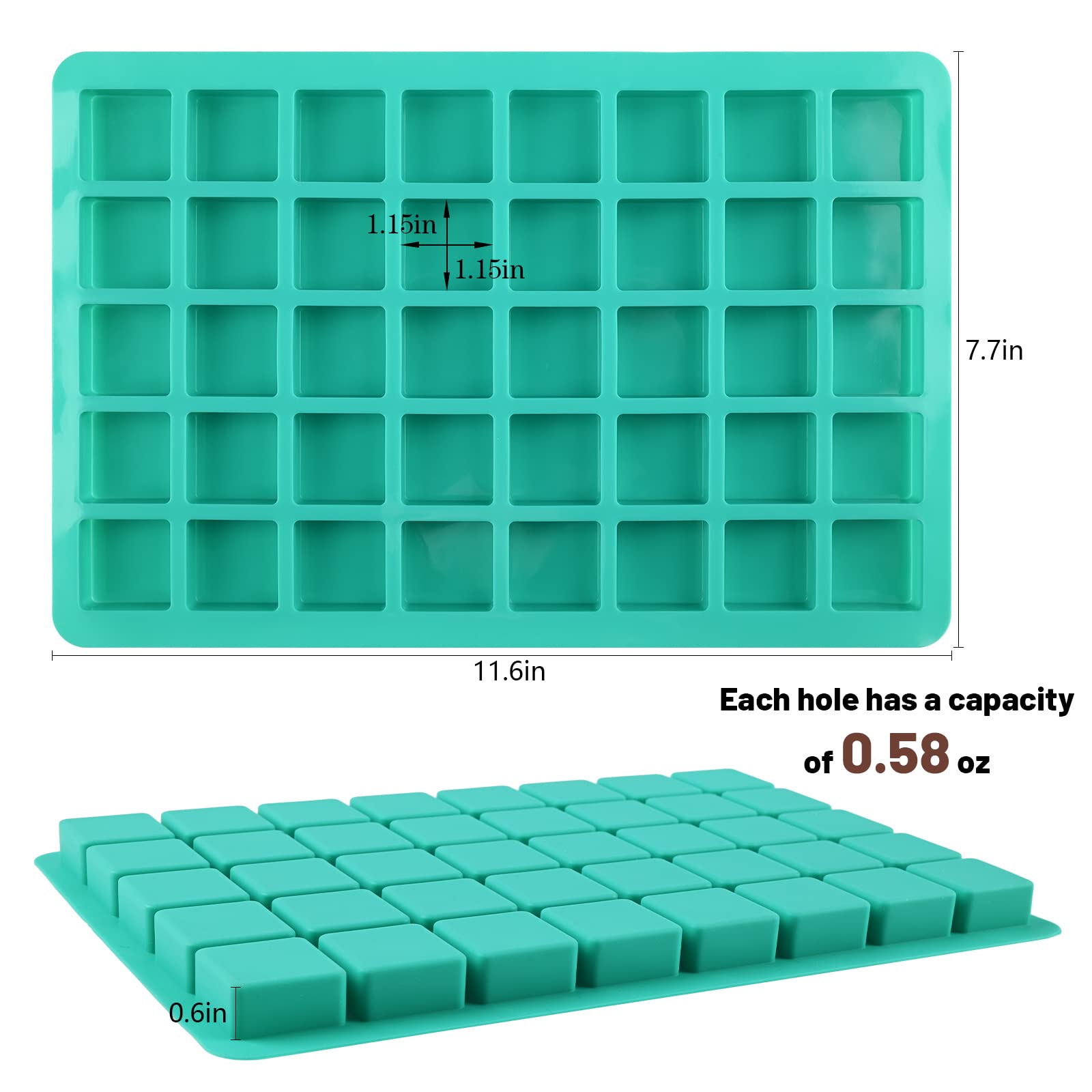 Sakolla 2 Pack Caramel Candy Molds Silicone 40 Cavities Square Silicone Chocolate Molds Mini Cubes Mold For Hard Candy, Ice Cube